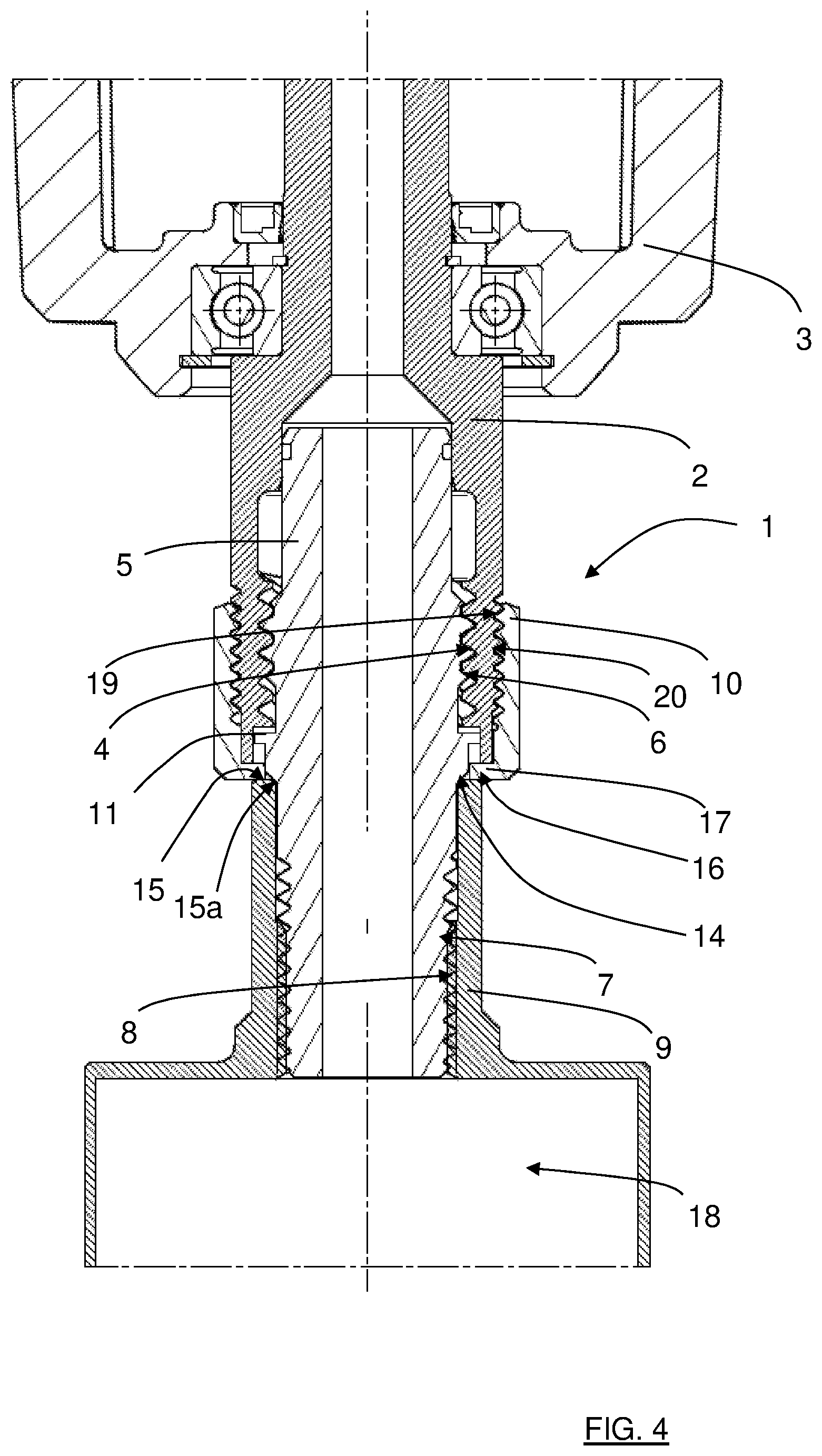 Patent US12377472 Figure 4 – Tool holding arrangement, thread insert, rotatable shaft and drill unit