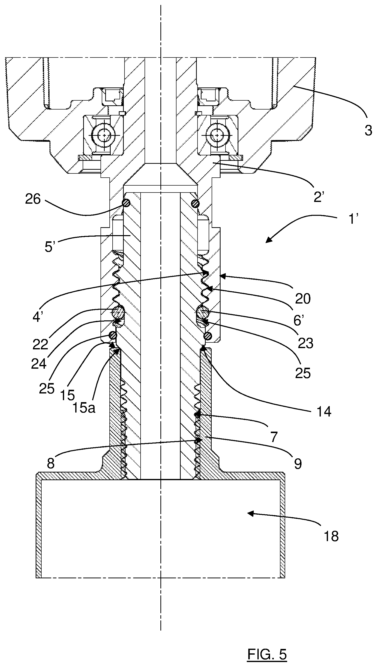 Patent US12377472 Figure 5 – Tool holding arrangement, thread insert, rotatable shaft and drill unit