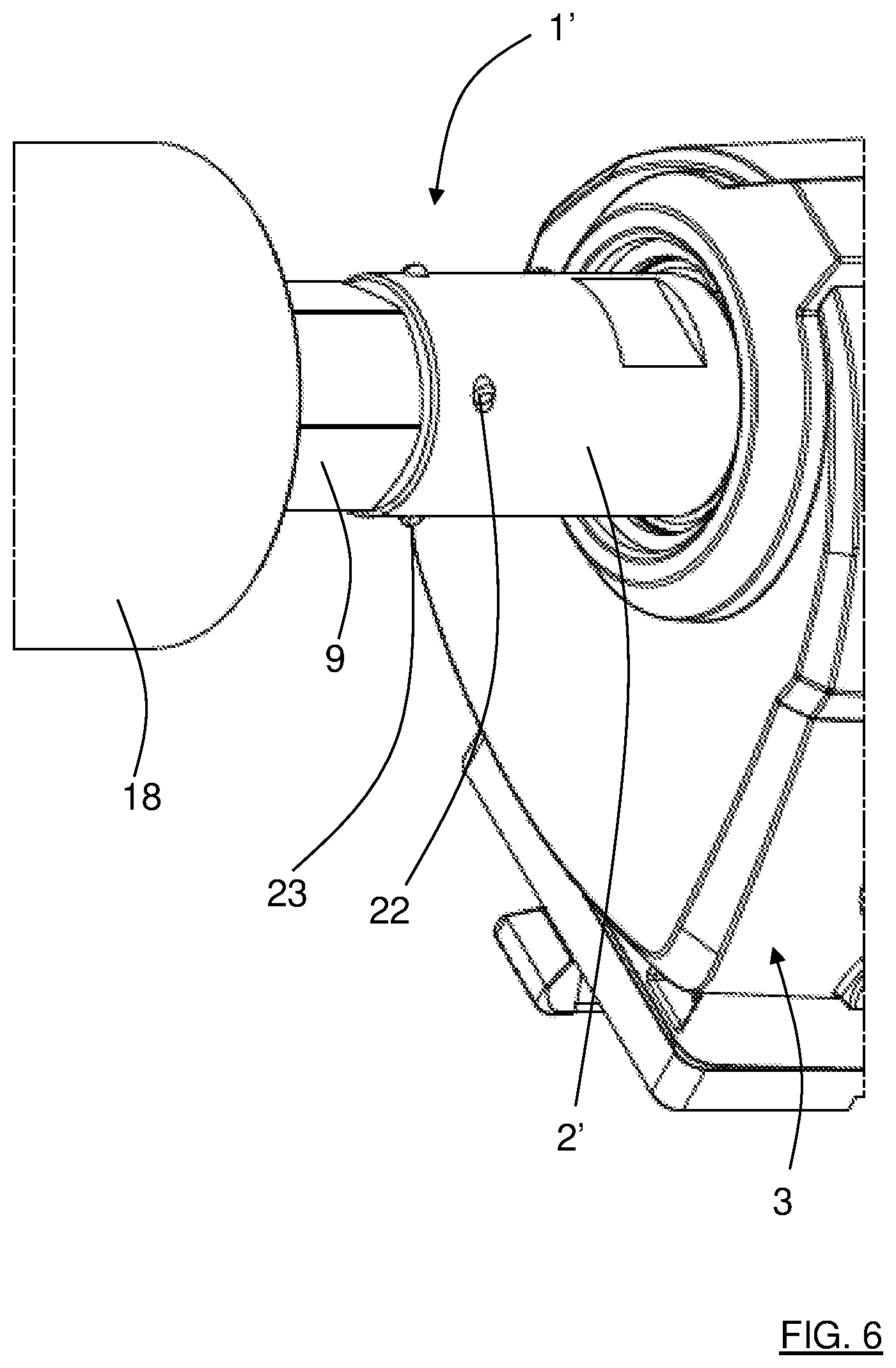 Patent US12377472 Figure 6 – Tool holding arrangement, thread insert, rotatable shaft and drill unit