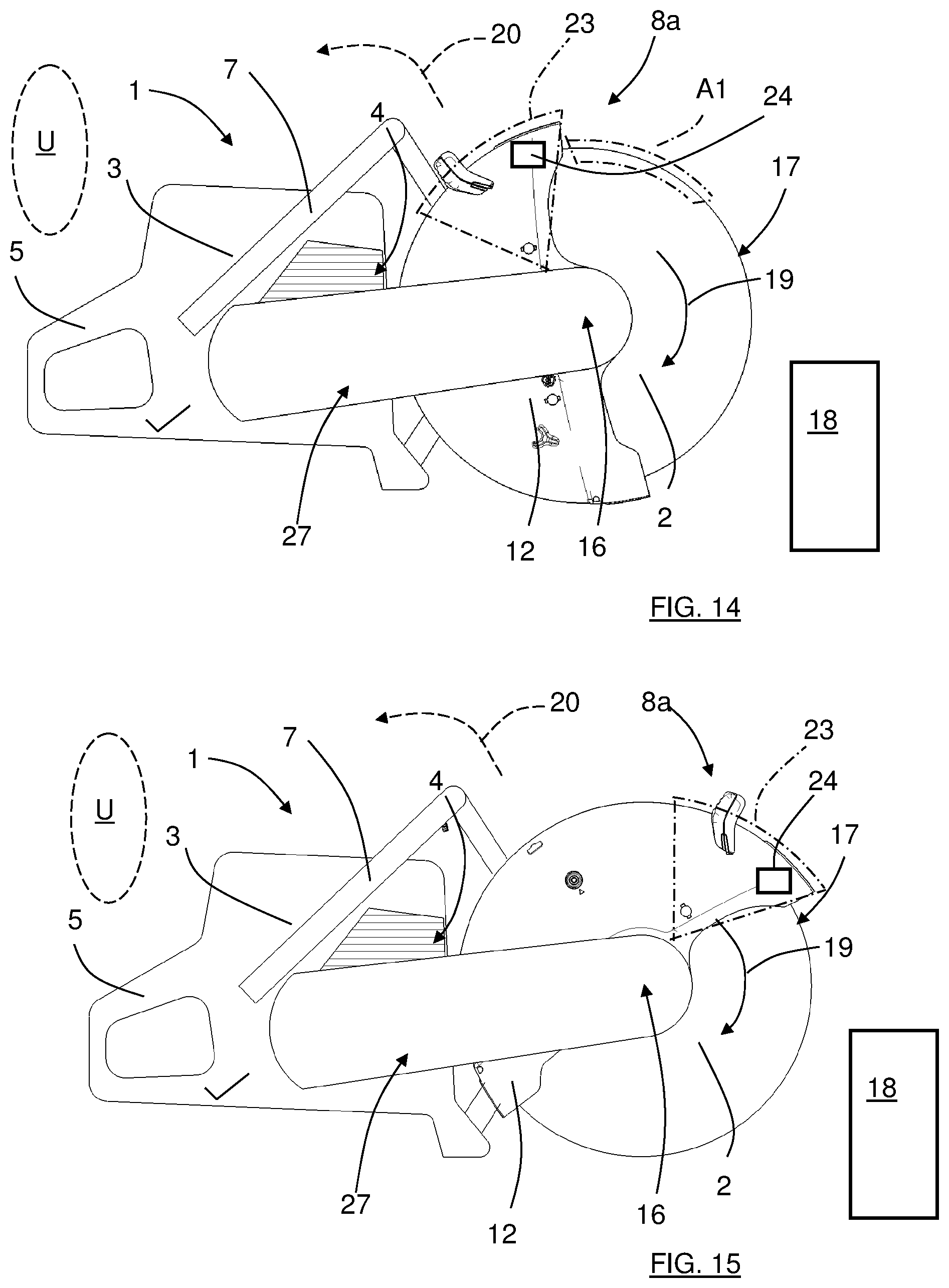 Patent US12377504 Figure 8 – Protection arrangement for a power tool