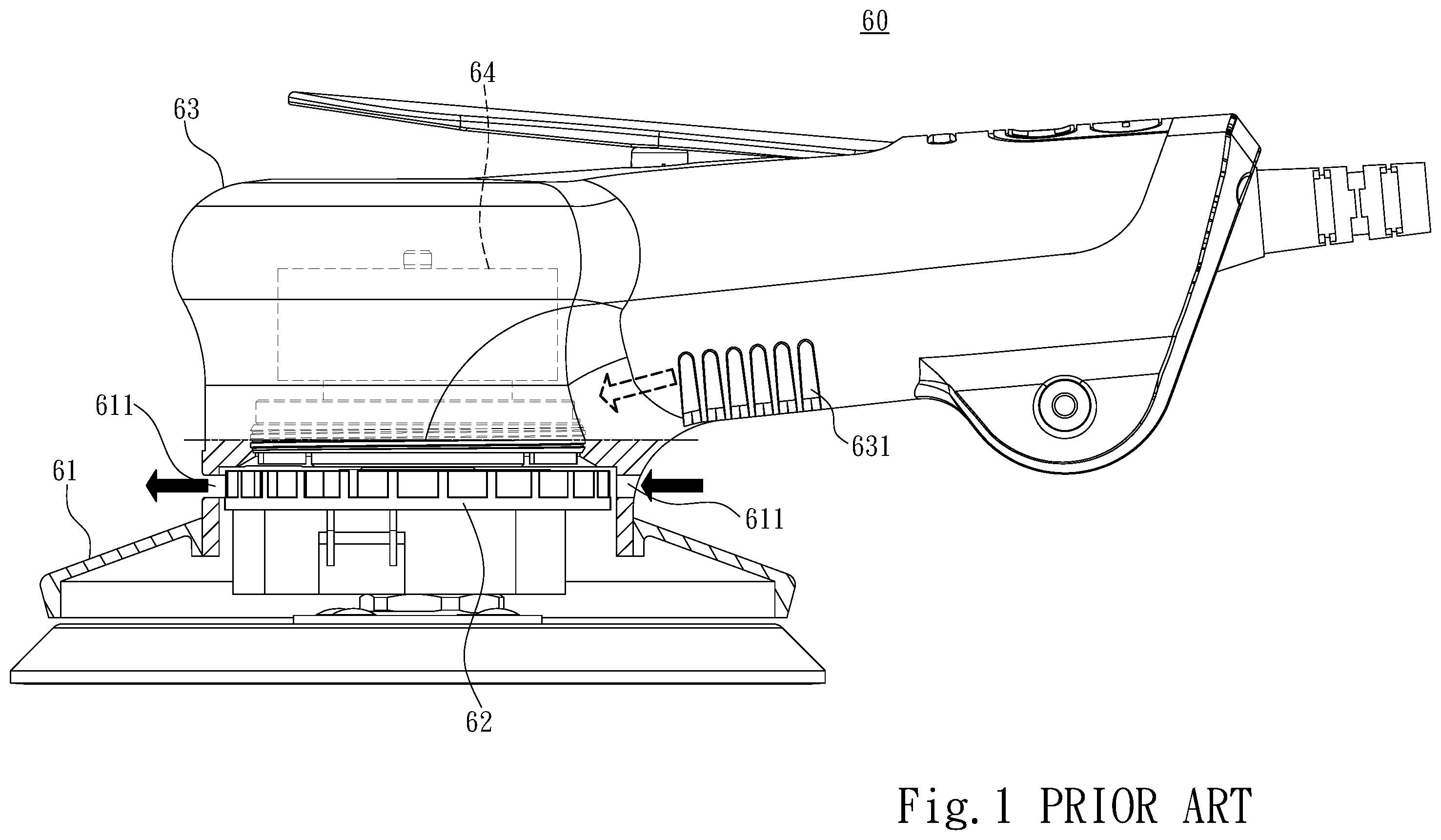 Patent US12377513 Figure 1 – Electric tool grinding machine and casing thereof
