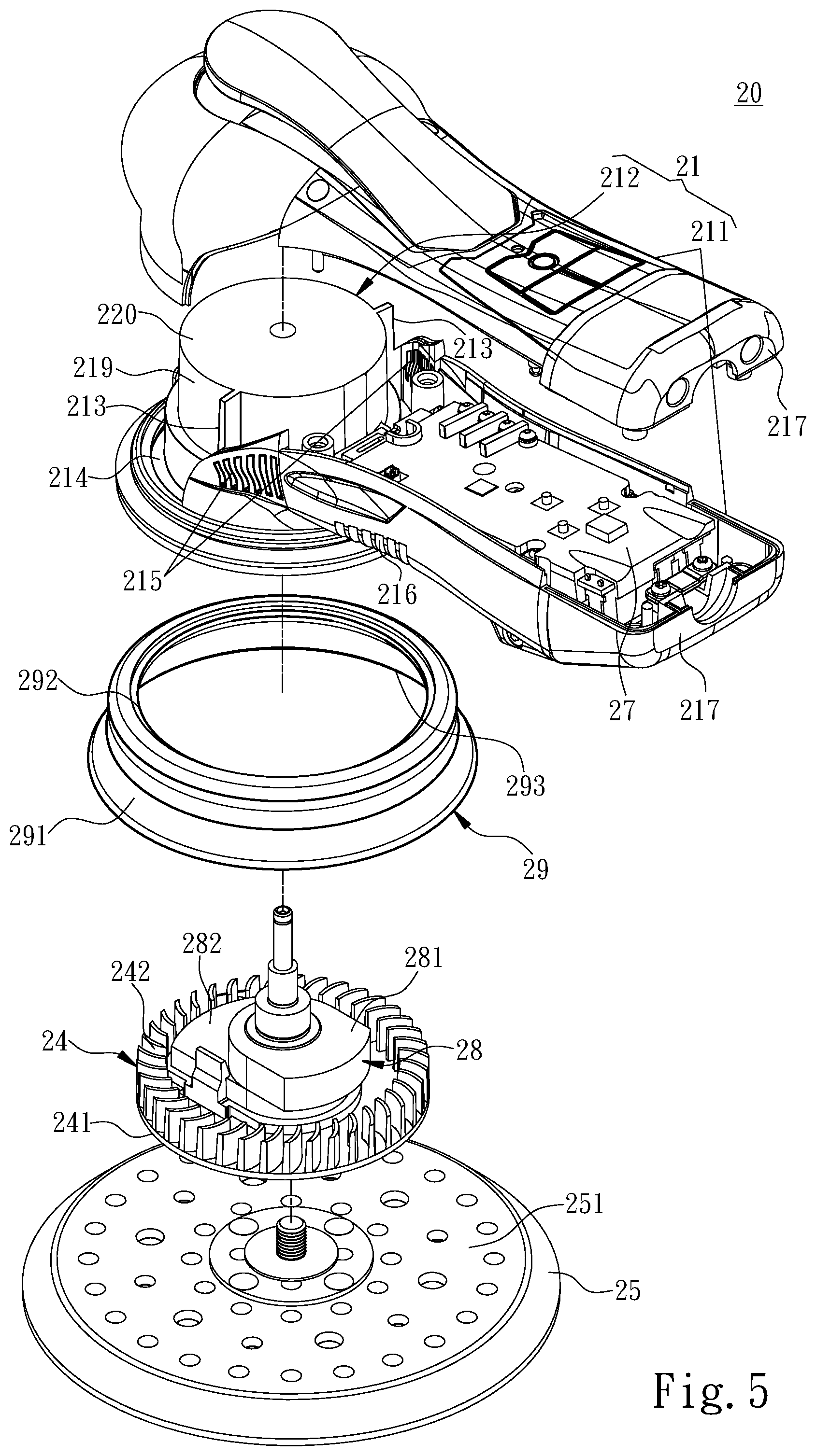 Patent US12377513 Figure 5 – Electric tool grinding machine and casing thereof