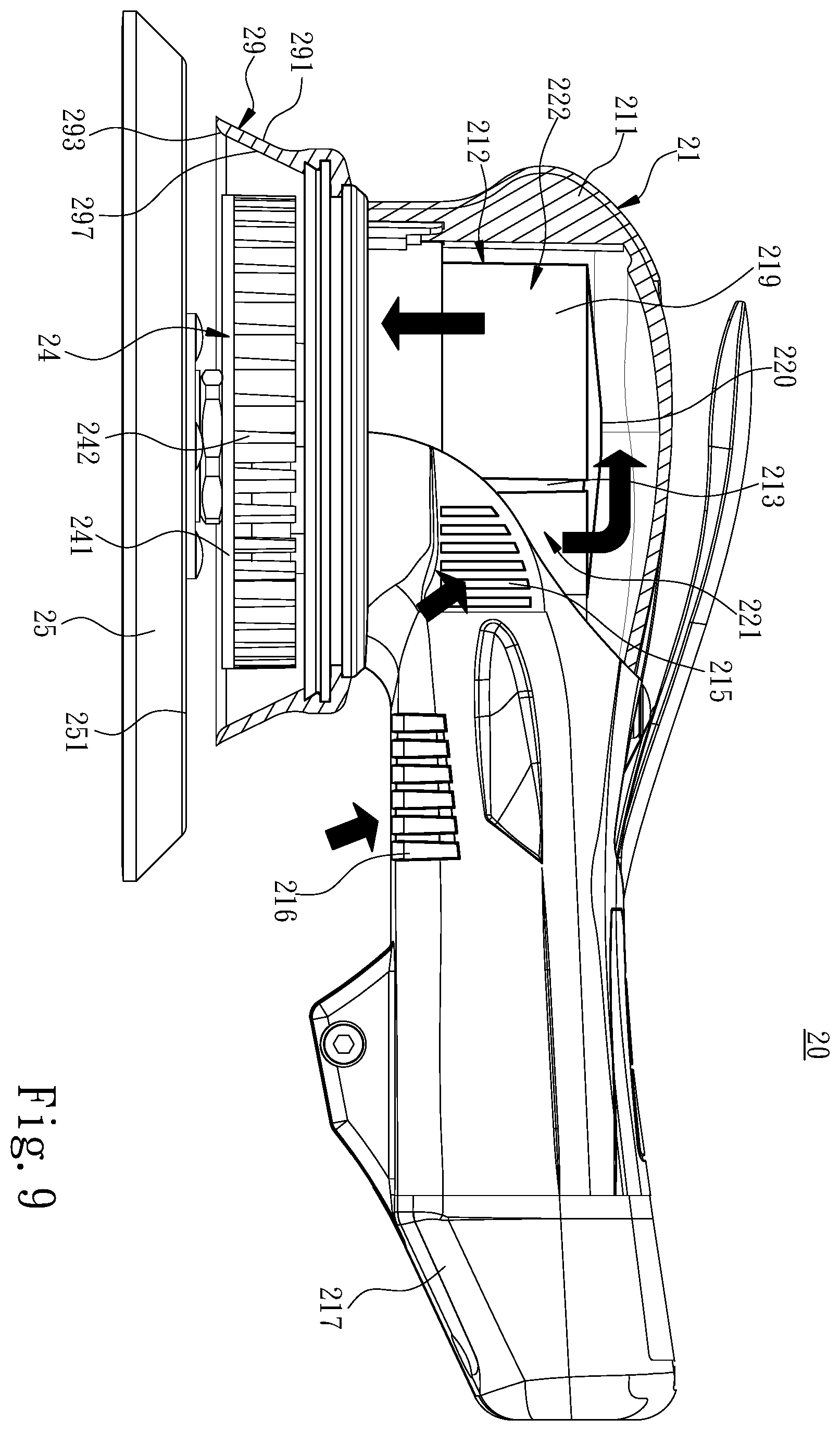 Patent US12377513 Figure 9 – Electric tool grinding machine and casing thereof