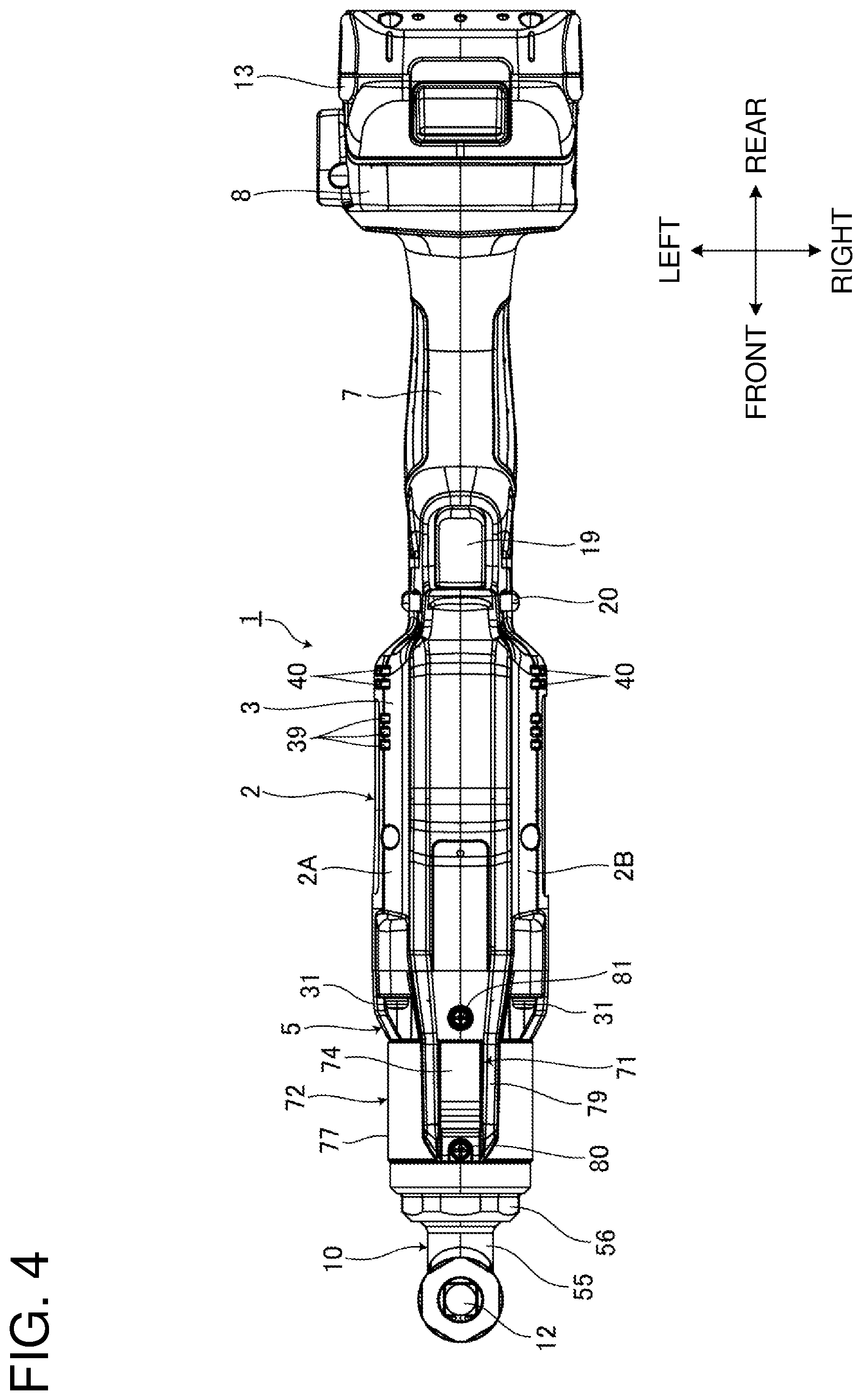 Patent US12377524 Figure 4 – Electric work machine with flat-shaped substrate for accommodating light emitter