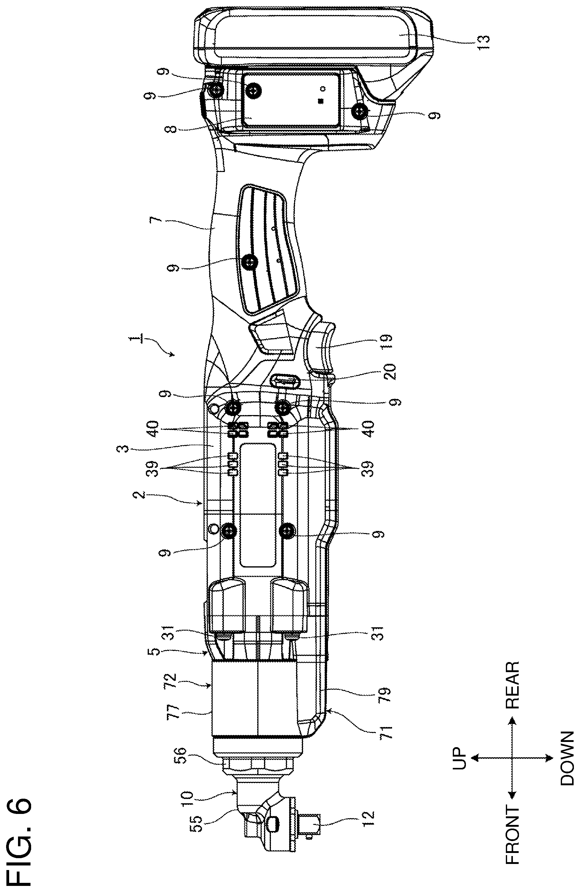 Patent US12377524 Figure 6 – Electric work machine with flat-shaped substrate for accommodating light emitter