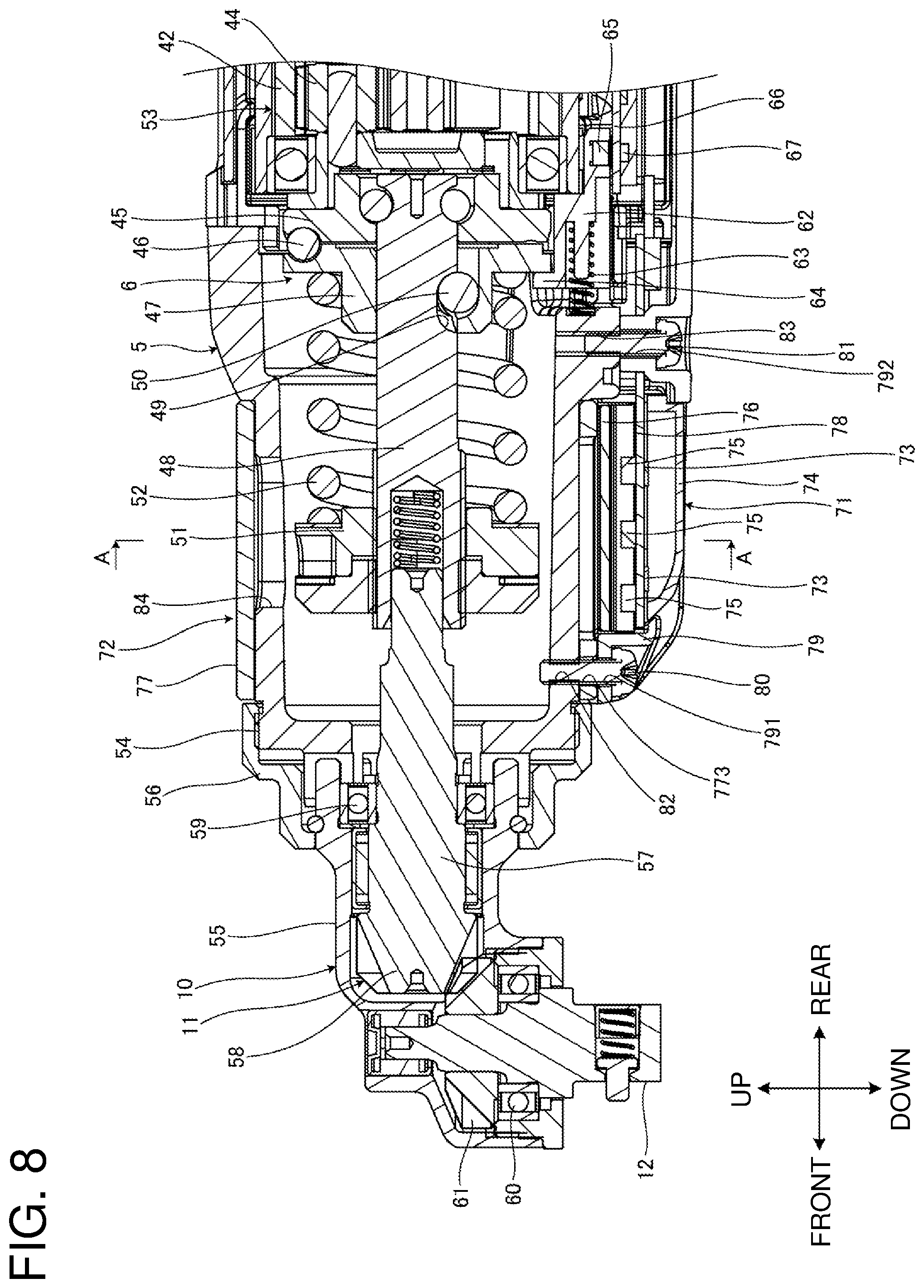 Patent US12377524 Figure 8 – Electric work machine with flat-shaped substrate for accommodating light emitter