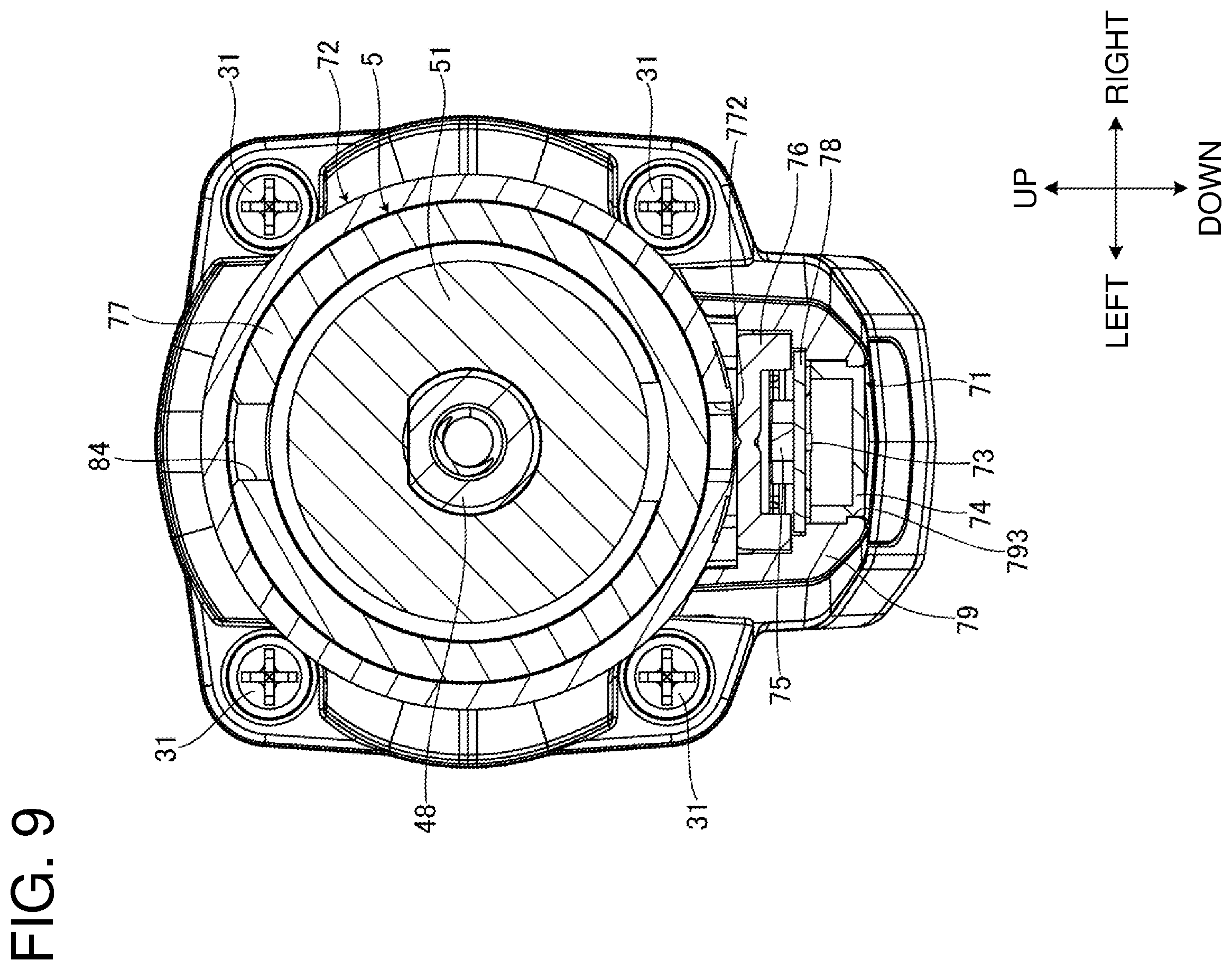 Patent US12377524 Figure 9 – Electric work machine with flat-shaped substrate for accommodating light emitter