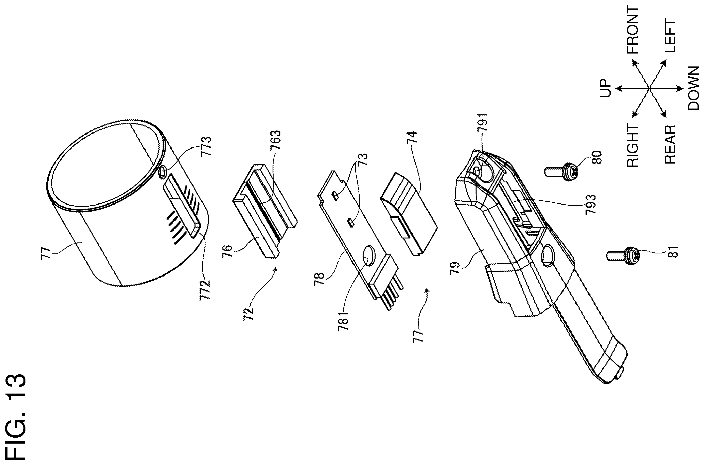Patent US12377524 Figure 13 – Electric work machine with flat-shaped substrate for accommodating light emitter