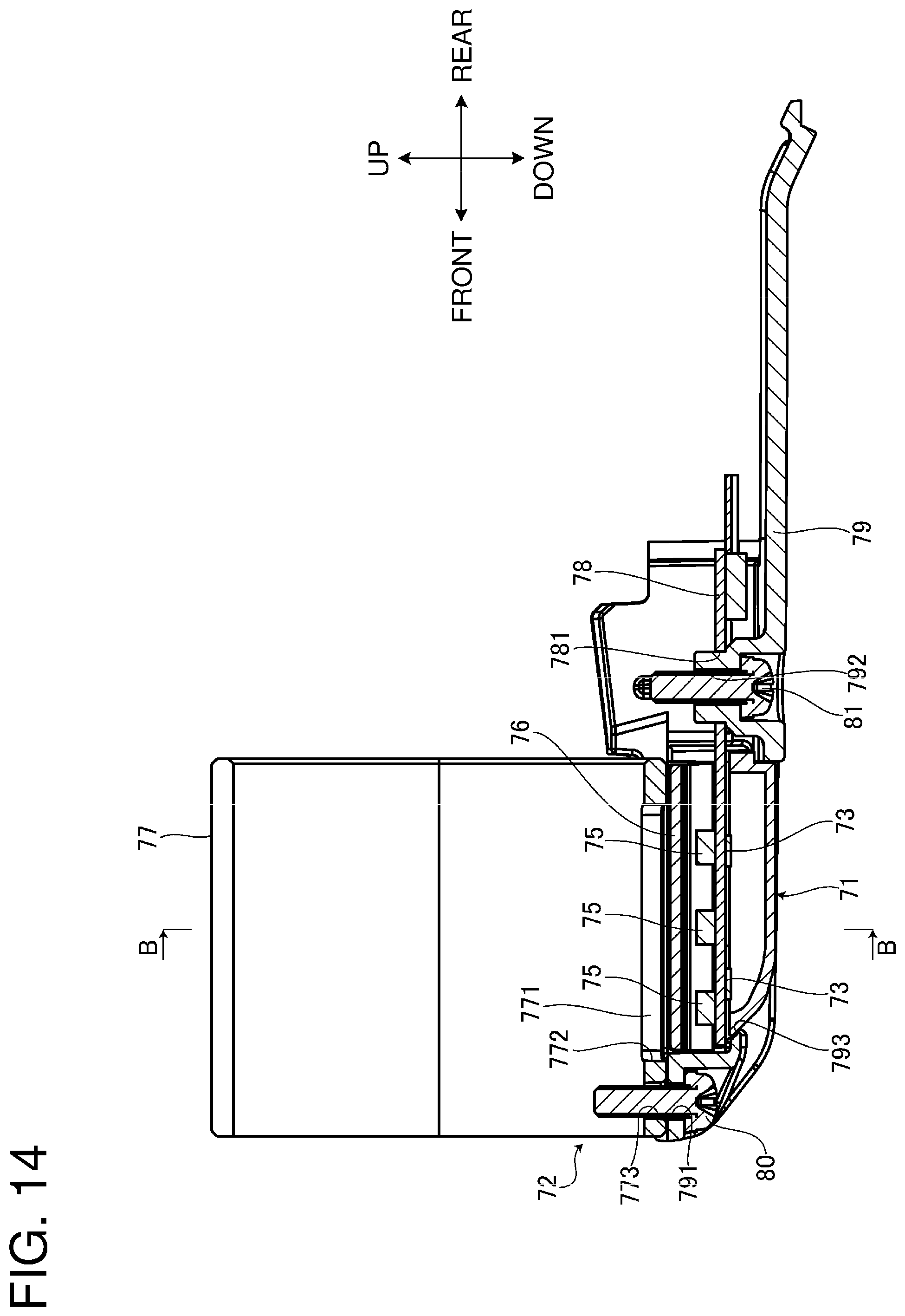 Patent US12377524 Figure 14 – Electric work machine with flat-shaped substrate for accommodating light emitter