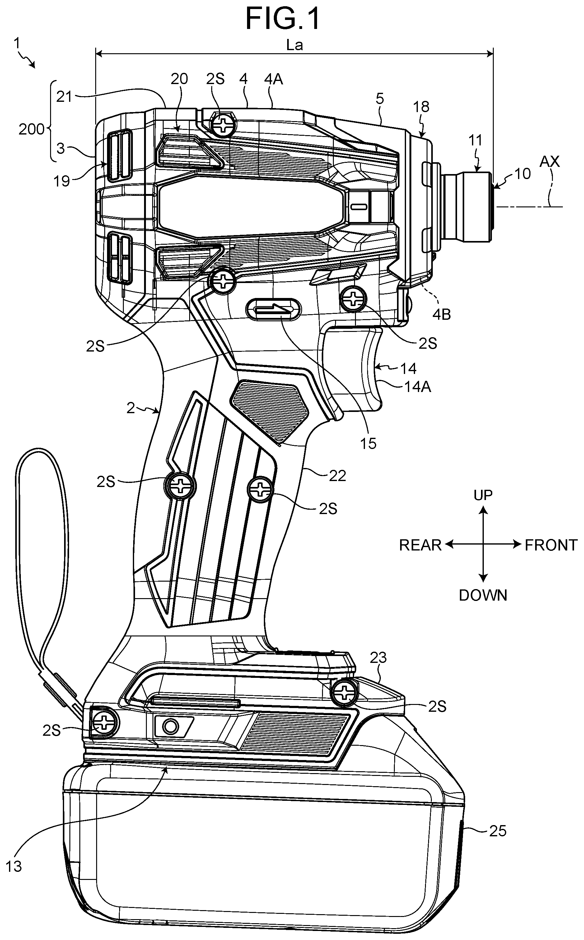 Patent US12377525 Figure 1 – Impact tool