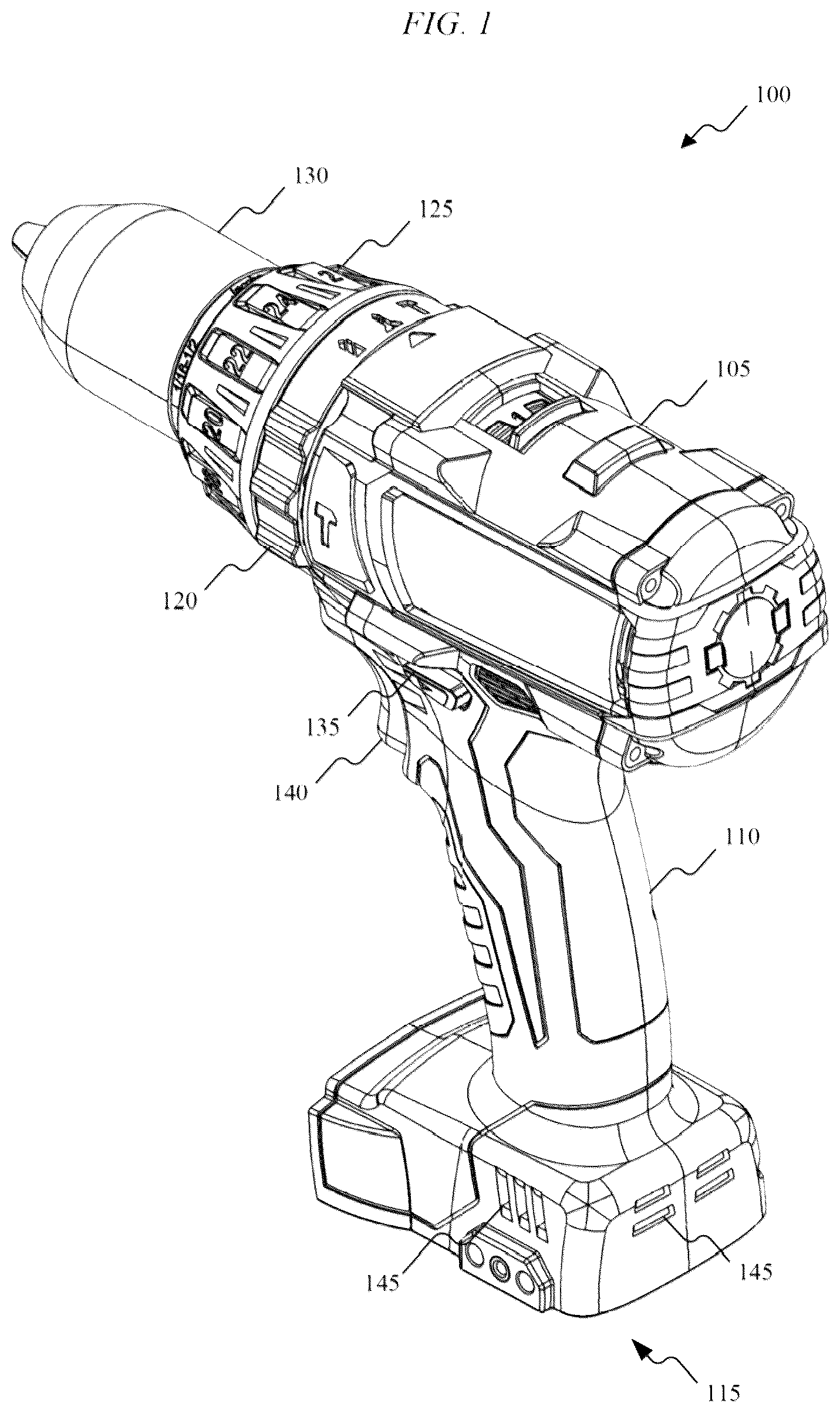 Patent US12377529 Figure 1 – High-power cordless, hand-held power tool including a brushless direct current motor