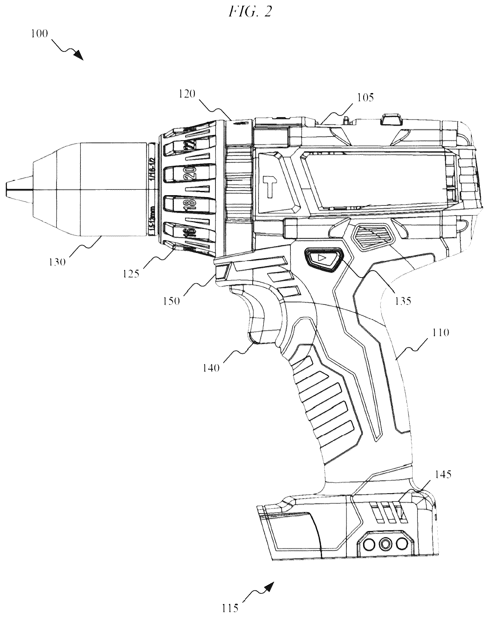 Patent US12377529 Figure 2 – High-power cordless, hand-held power tool including a brushless direct current motor