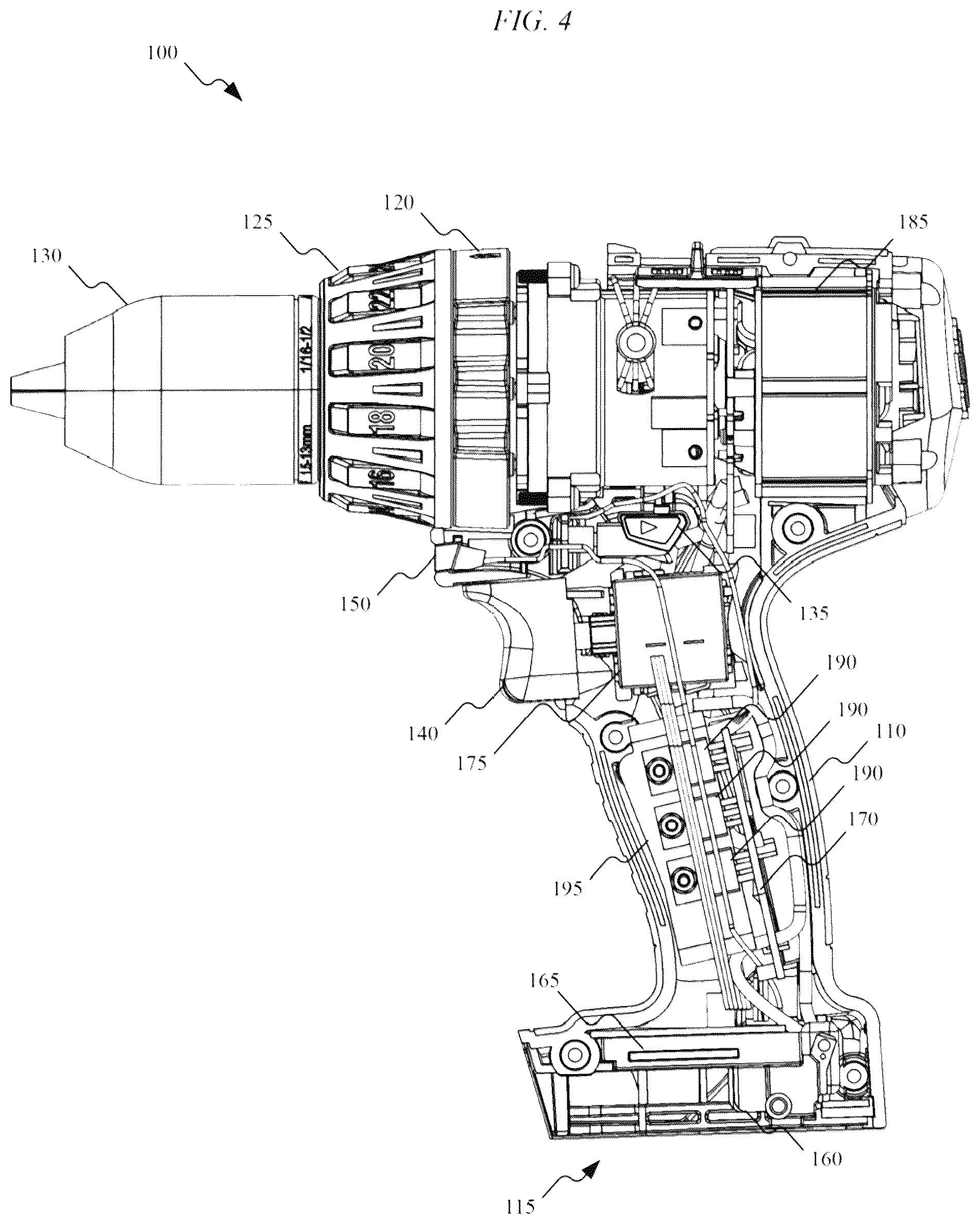 Patent US12377529 Figure 4 – High-power cordless, hand-held power tool including a brushless direct current motor