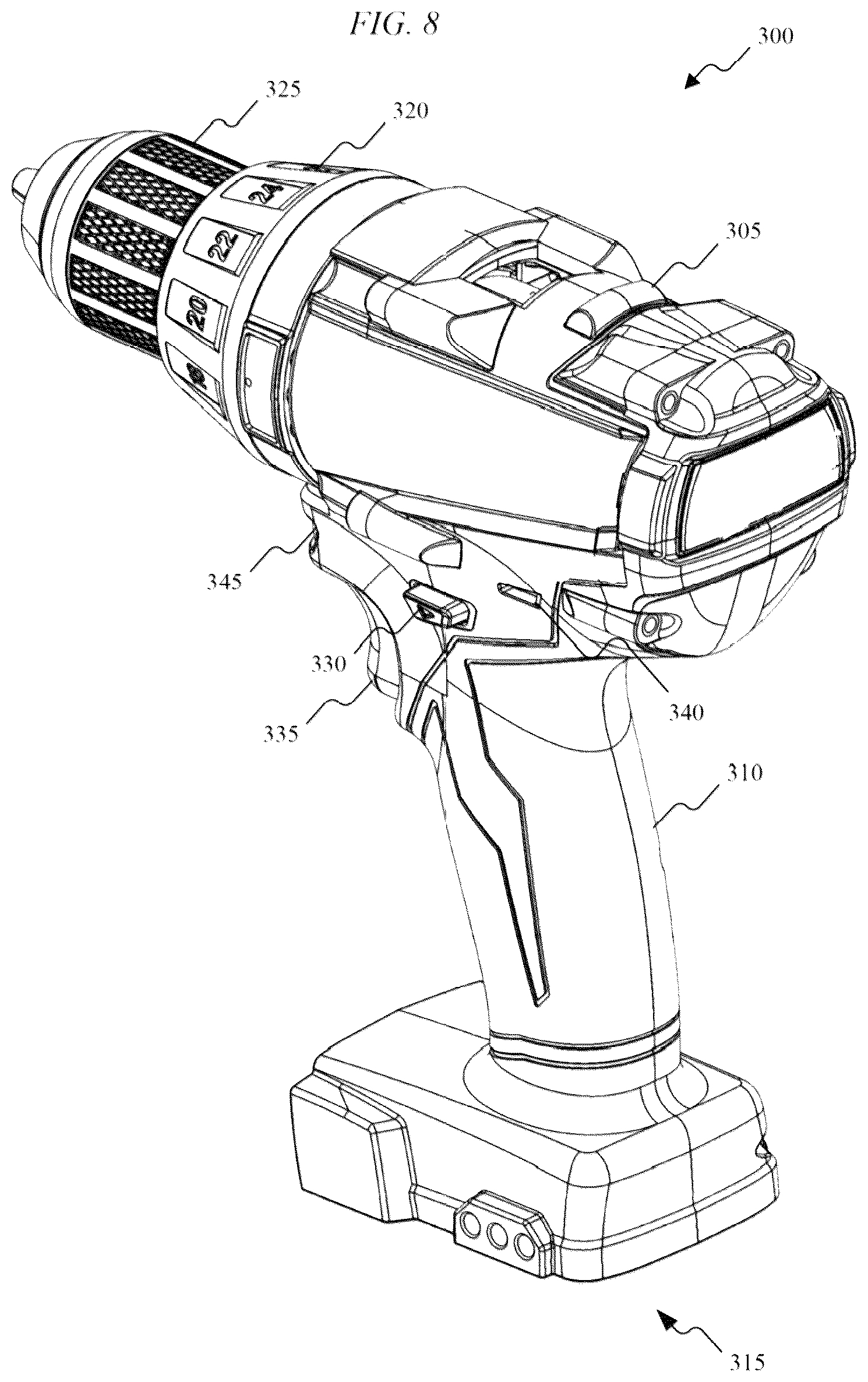 Patent US12377529 Figure 8 – High-power cordless, hand-held power tool including a brushless direct current motor