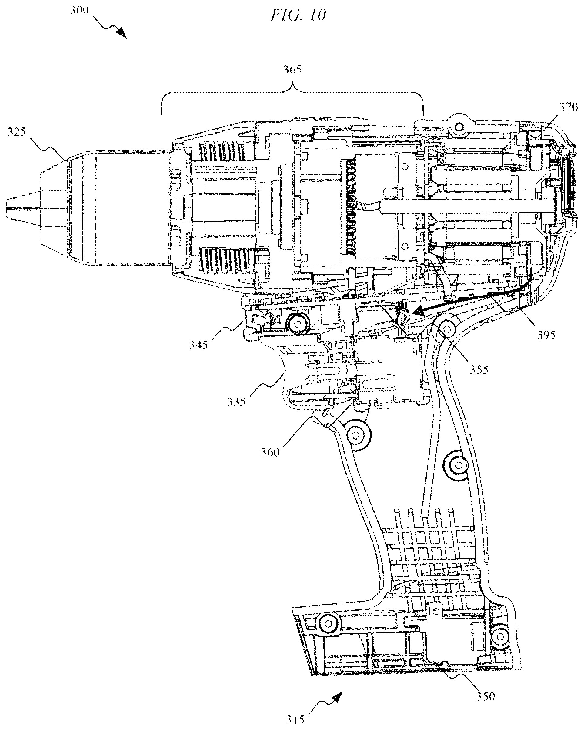 Patent US12377529 Figure 10 – High-power cordless, hand-held power tool including a brushless direct current motor