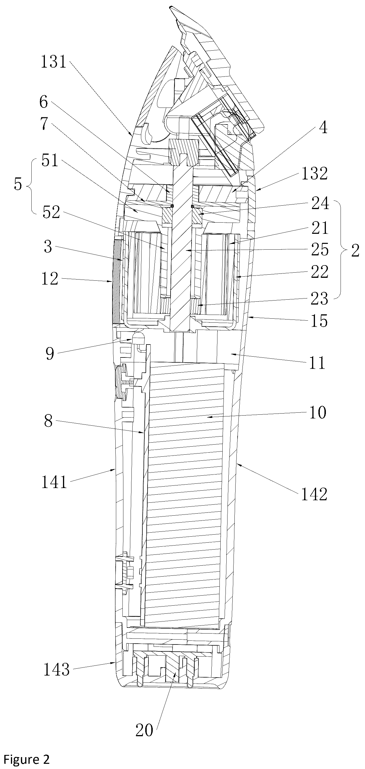 Patent US12377560 Figure 2 – Electric hair clipper