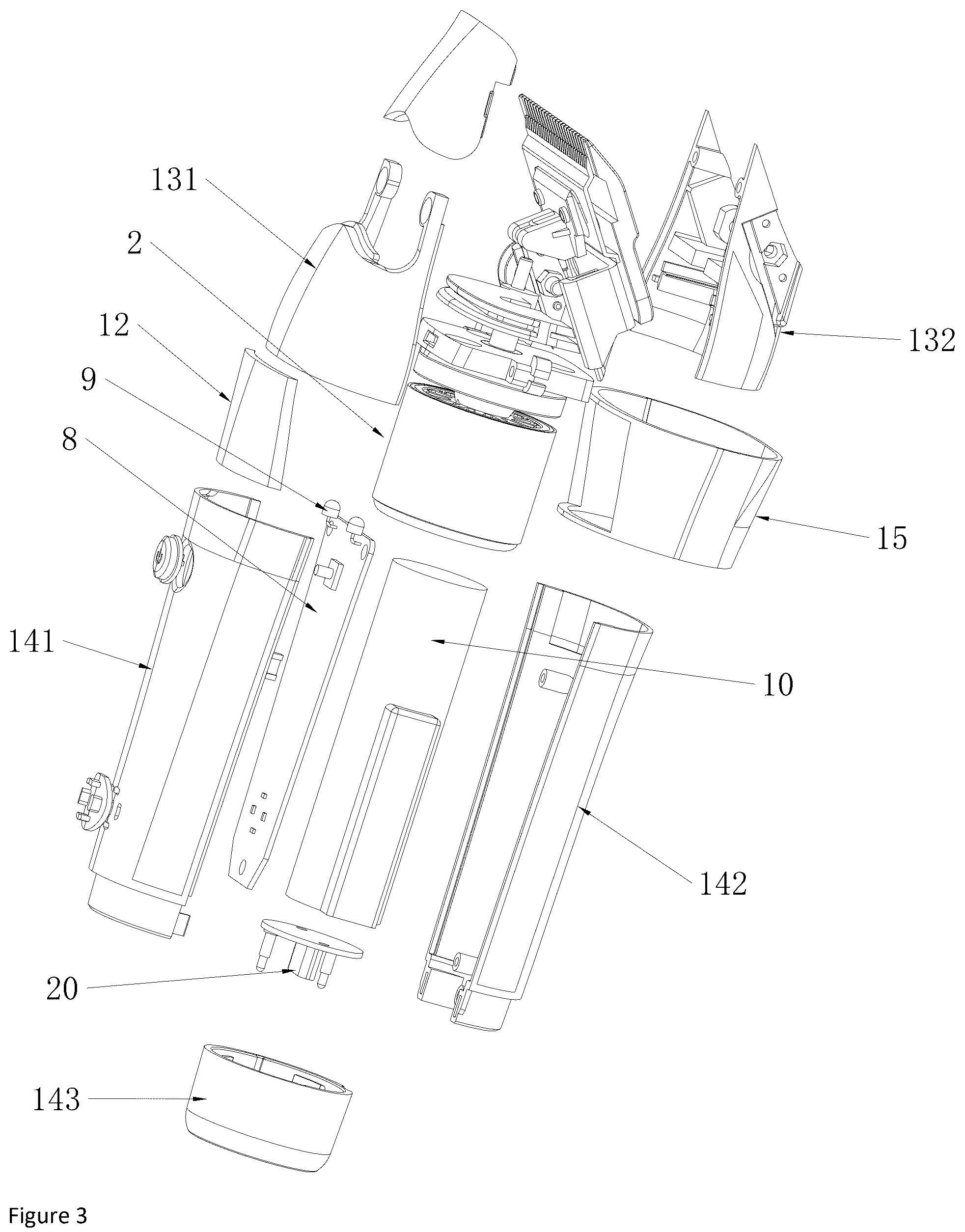 Patent US12377560 Figure 3 – Electric hair clipper