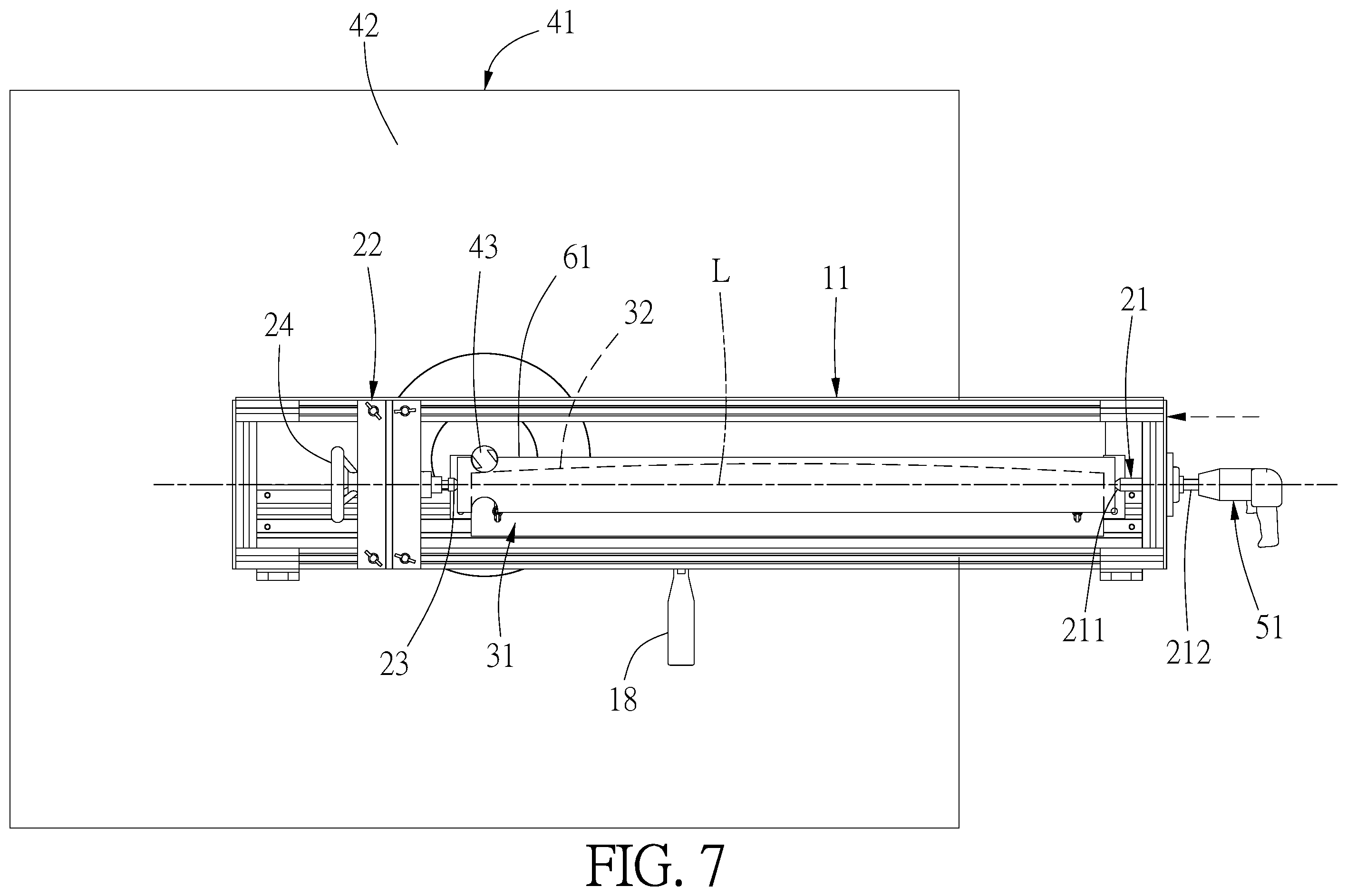 Patent US12377571 Figure 7 – Copy device for processing and shaping a cylindrical rod with a curved configuration