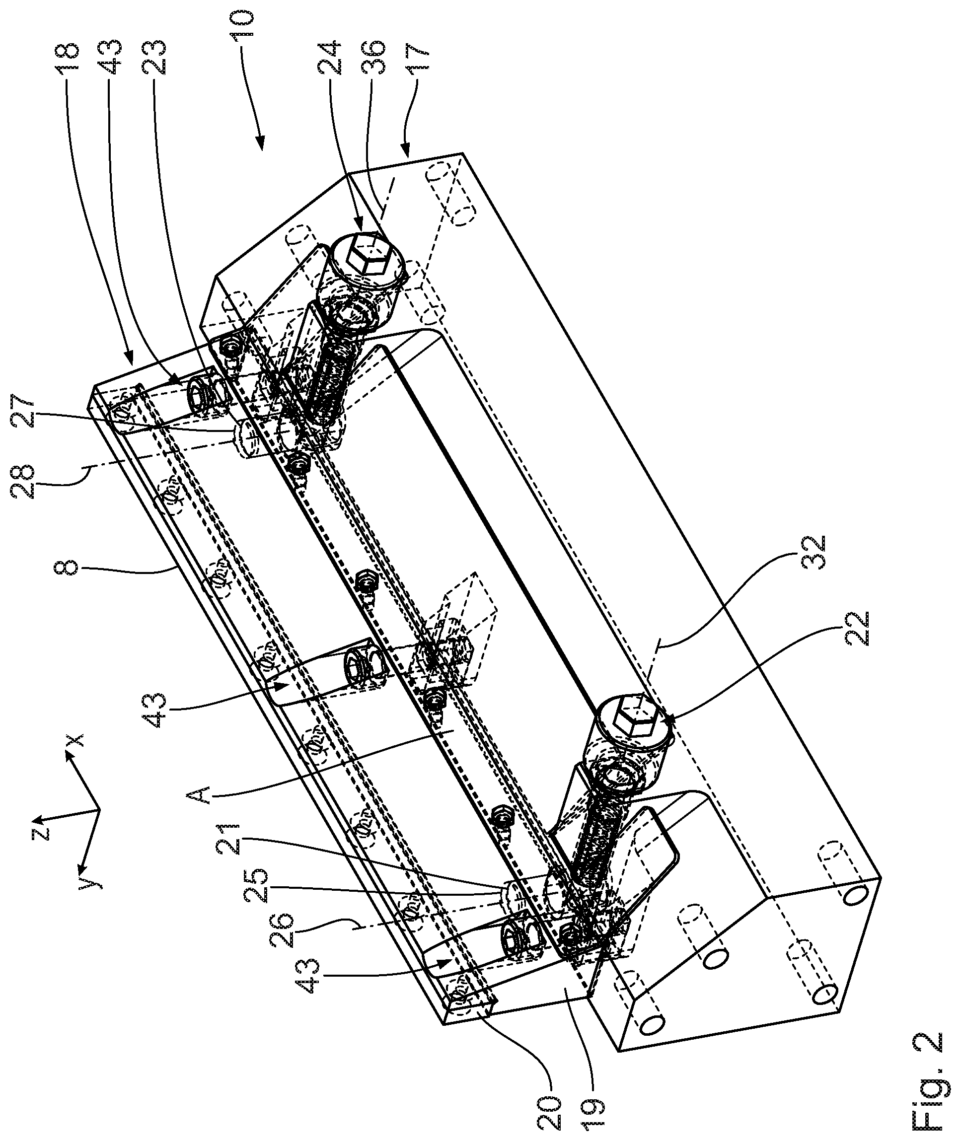 Patent US12377580 Figure 2 – Strand pelletizer and method for adjusting the cutting gap of such a pelletizer