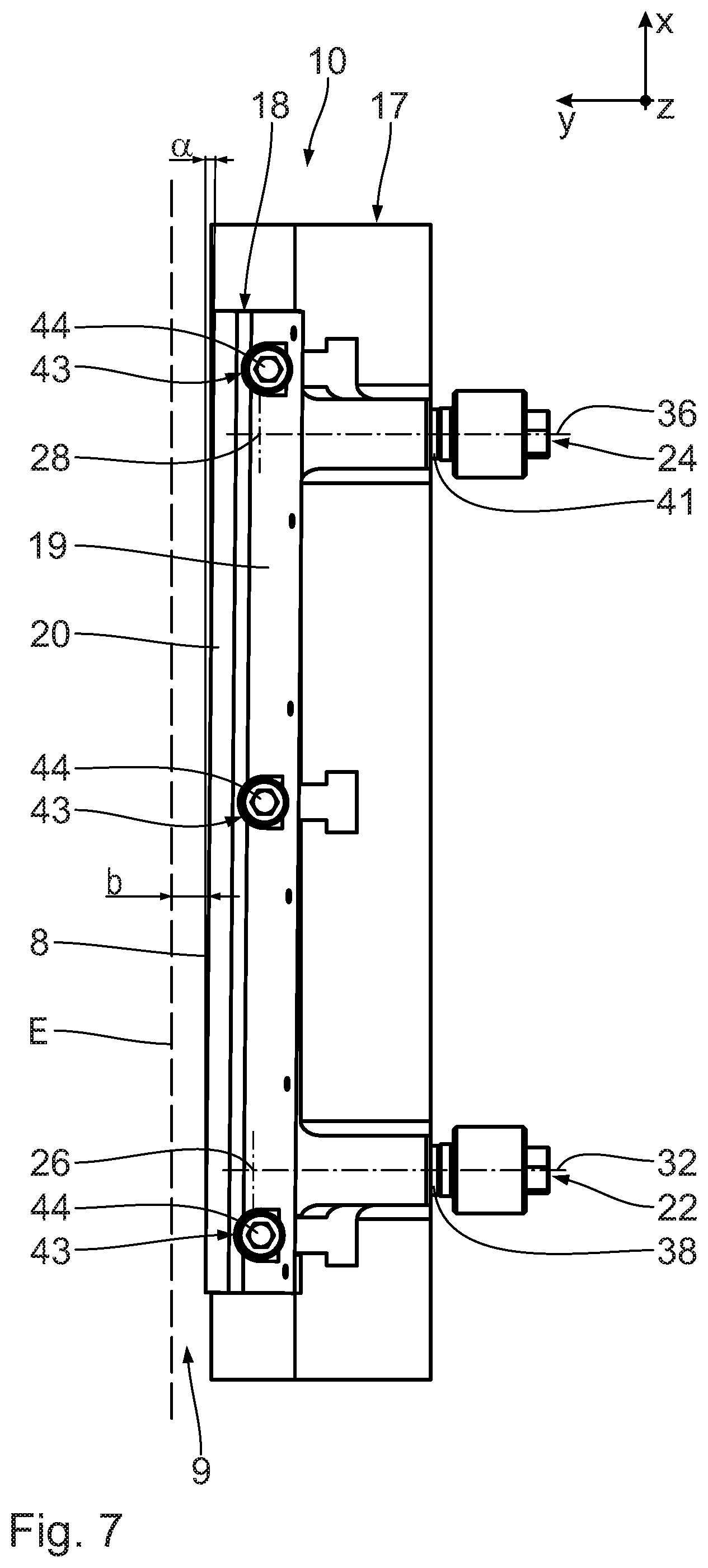 Patent US12377580 Figure 7 – Strand pelletizer and method for adjusting the cutting gap of such a pelletizer