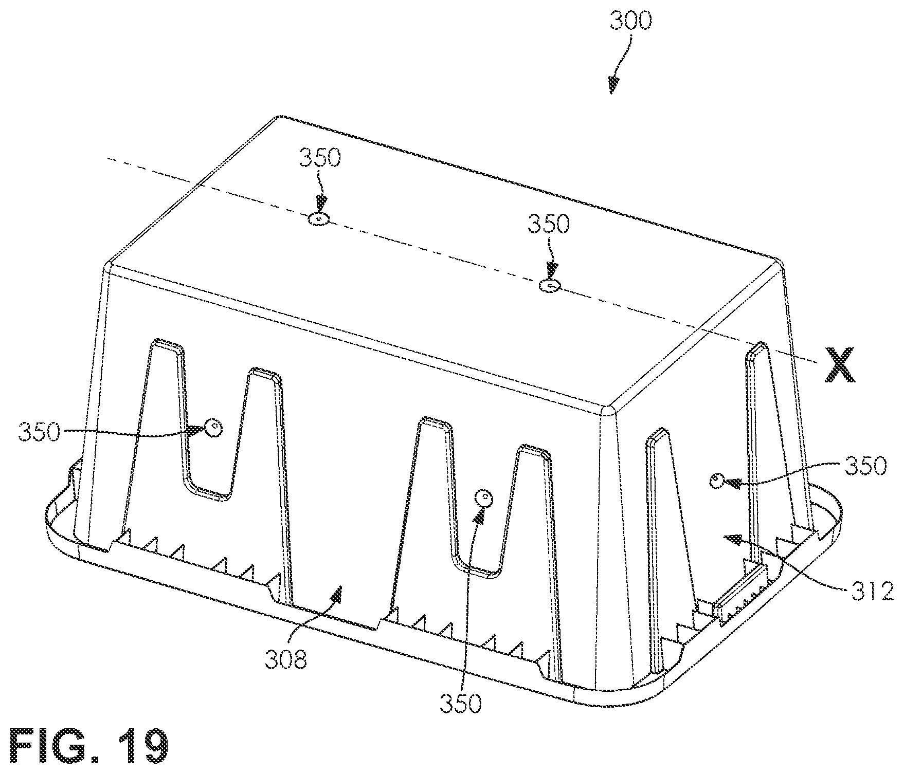 Patent US12377589 Figure 12 – Injection molding system, method, and tote manufactured therefrom