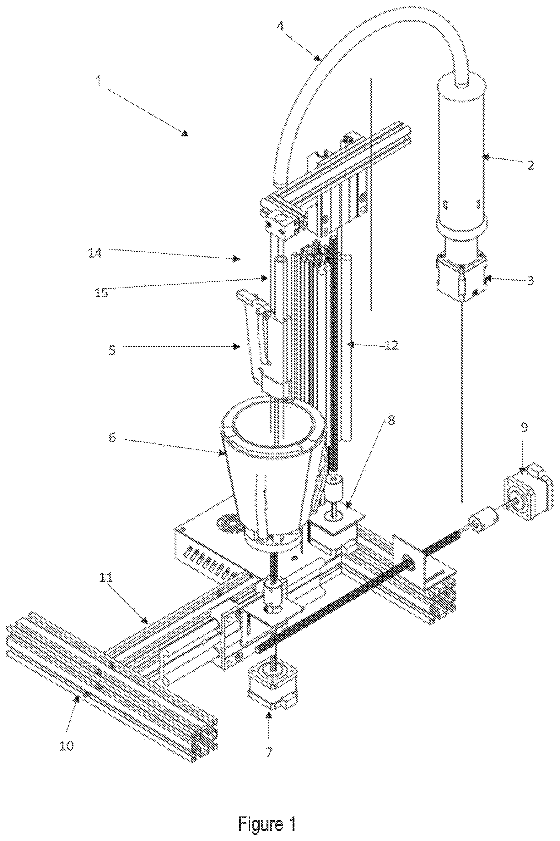 Patent US12377606 Figure 1 – Nozzle and system for three-dimensional ink printing