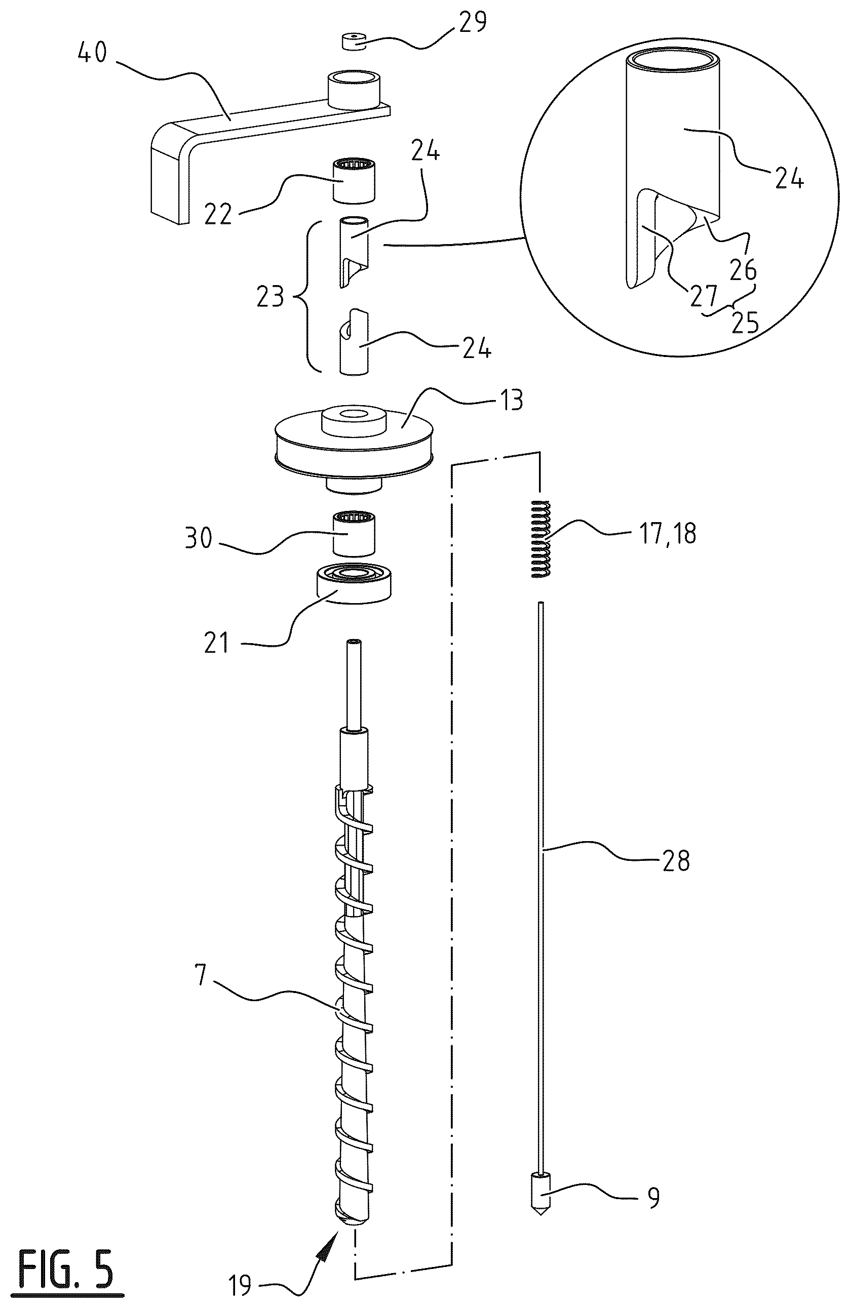 Patent US12377608 Figure 5 – Extruder system and additive manufacturing printer, comprising such an extruder