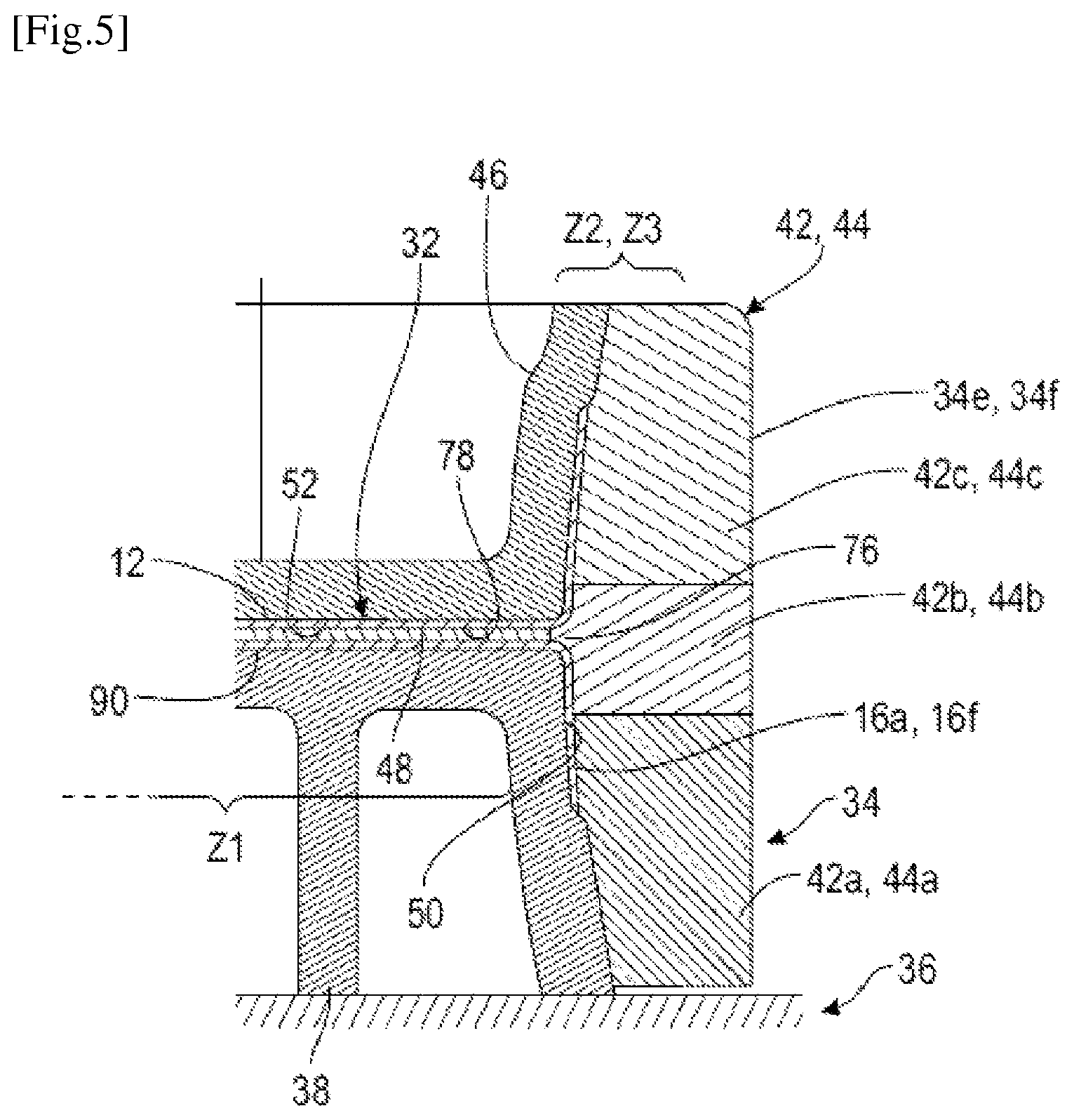 Patent US12377628 Figure 5 – Device for shaping a fibrous preform for producing a bladed part of a turbomachine
