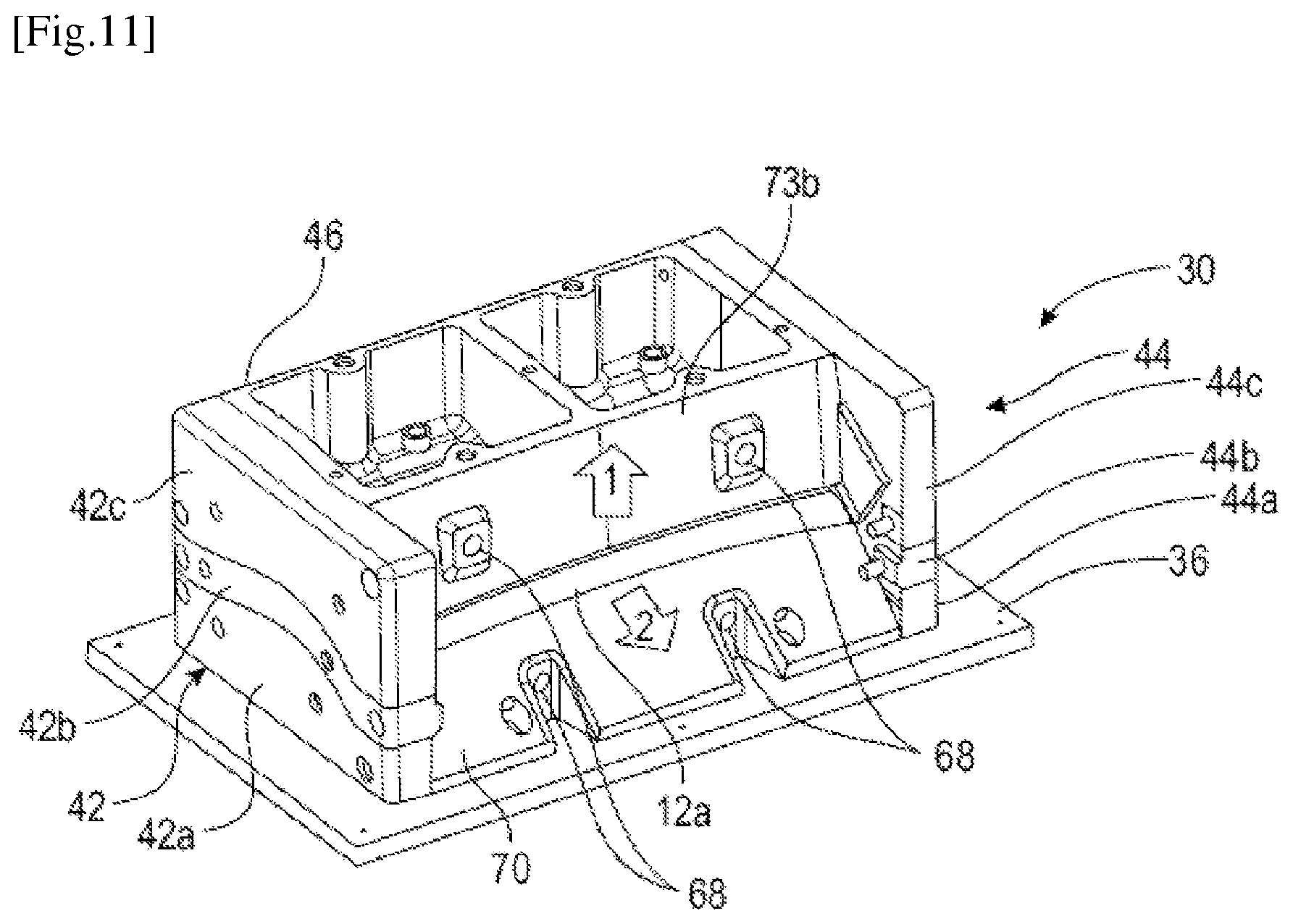 Patent US12377628 Figure 11 – Device for shaping a fibrous preform for producing a bladed part of a turbomachine