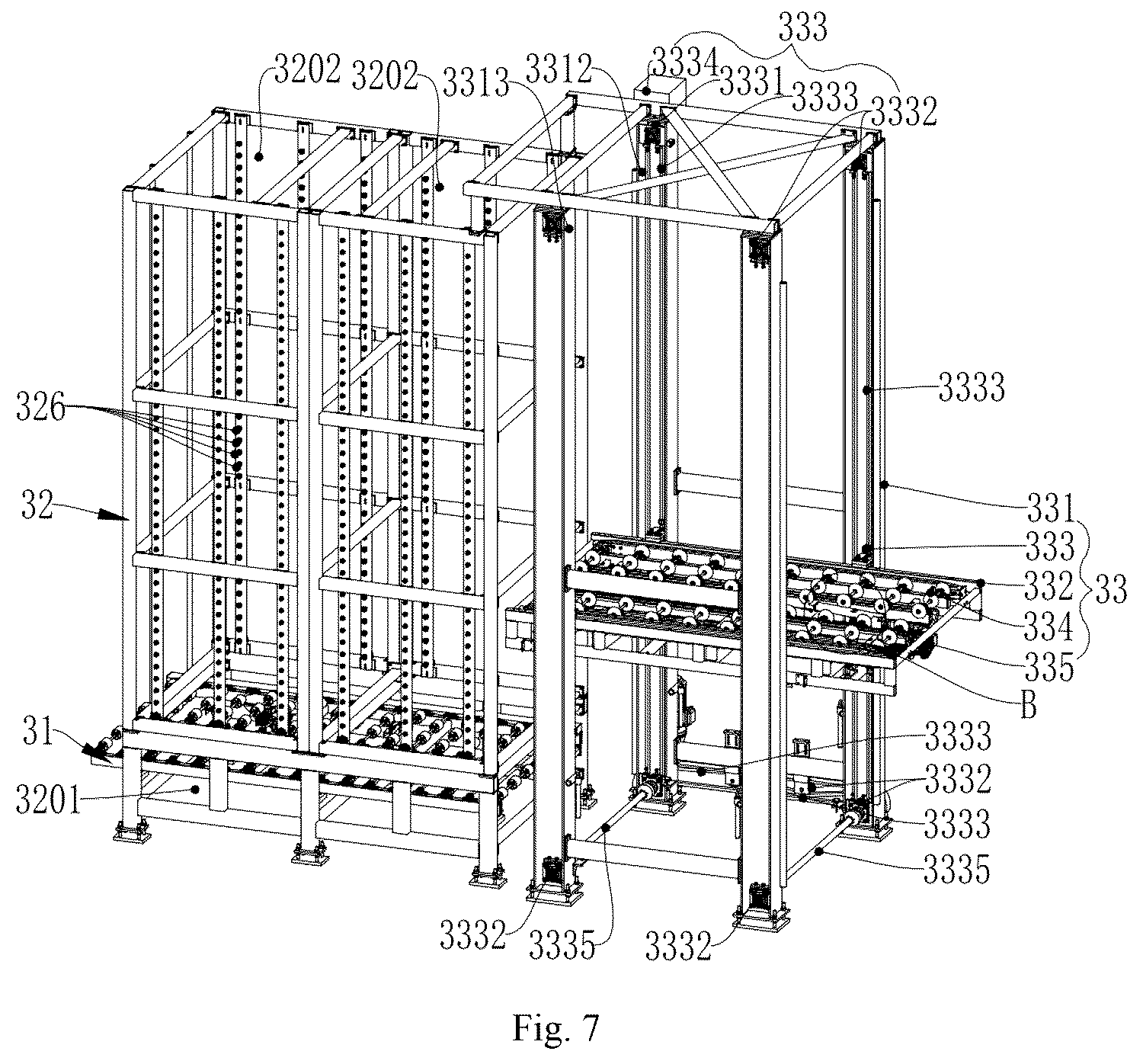 Patent US12377661 Figure 7 – Inkjet processing system for artificial stones and application thereof