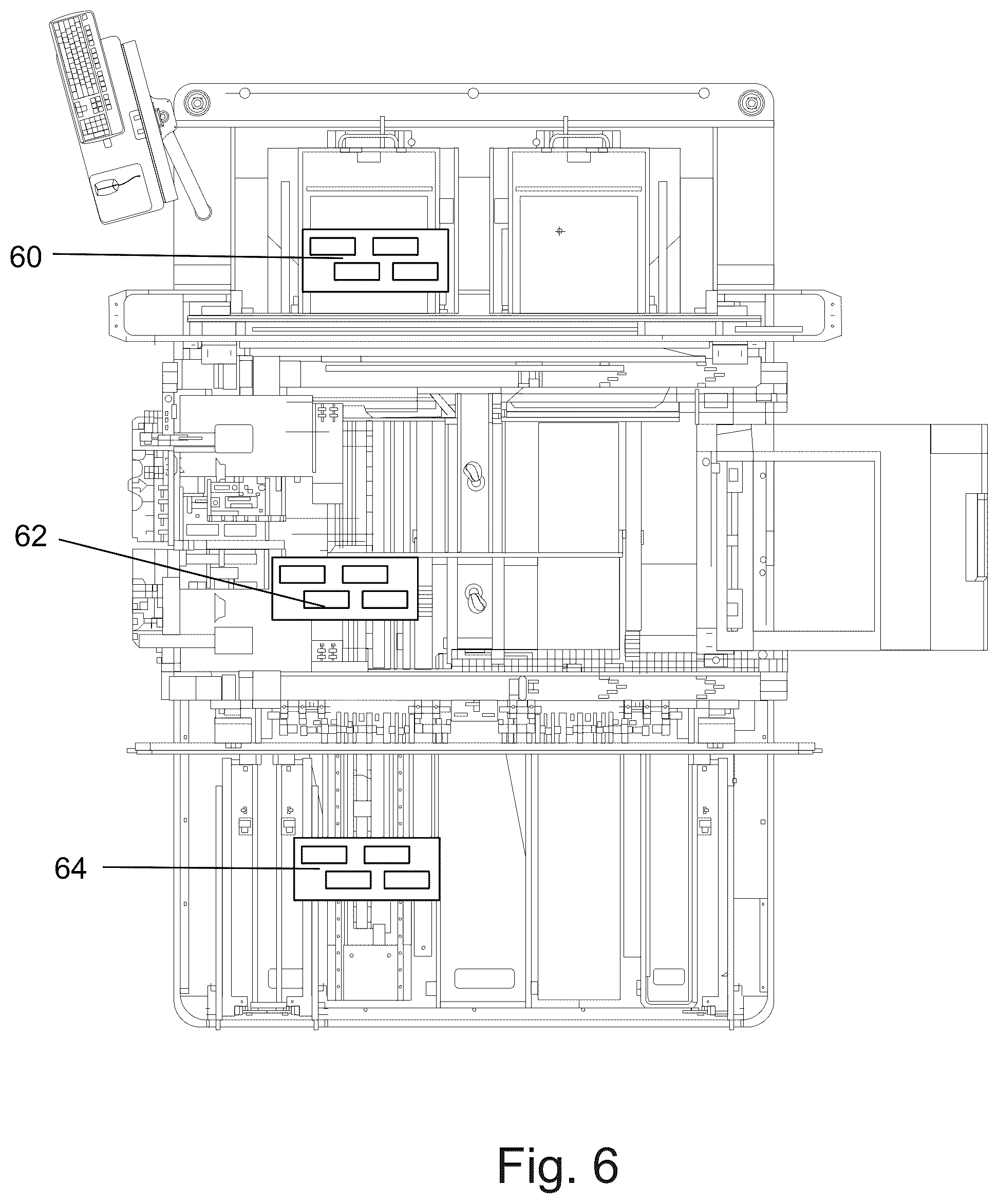 Patent US12377662 Figure 4 – Digital garment printing machine augmented to apply additional materials