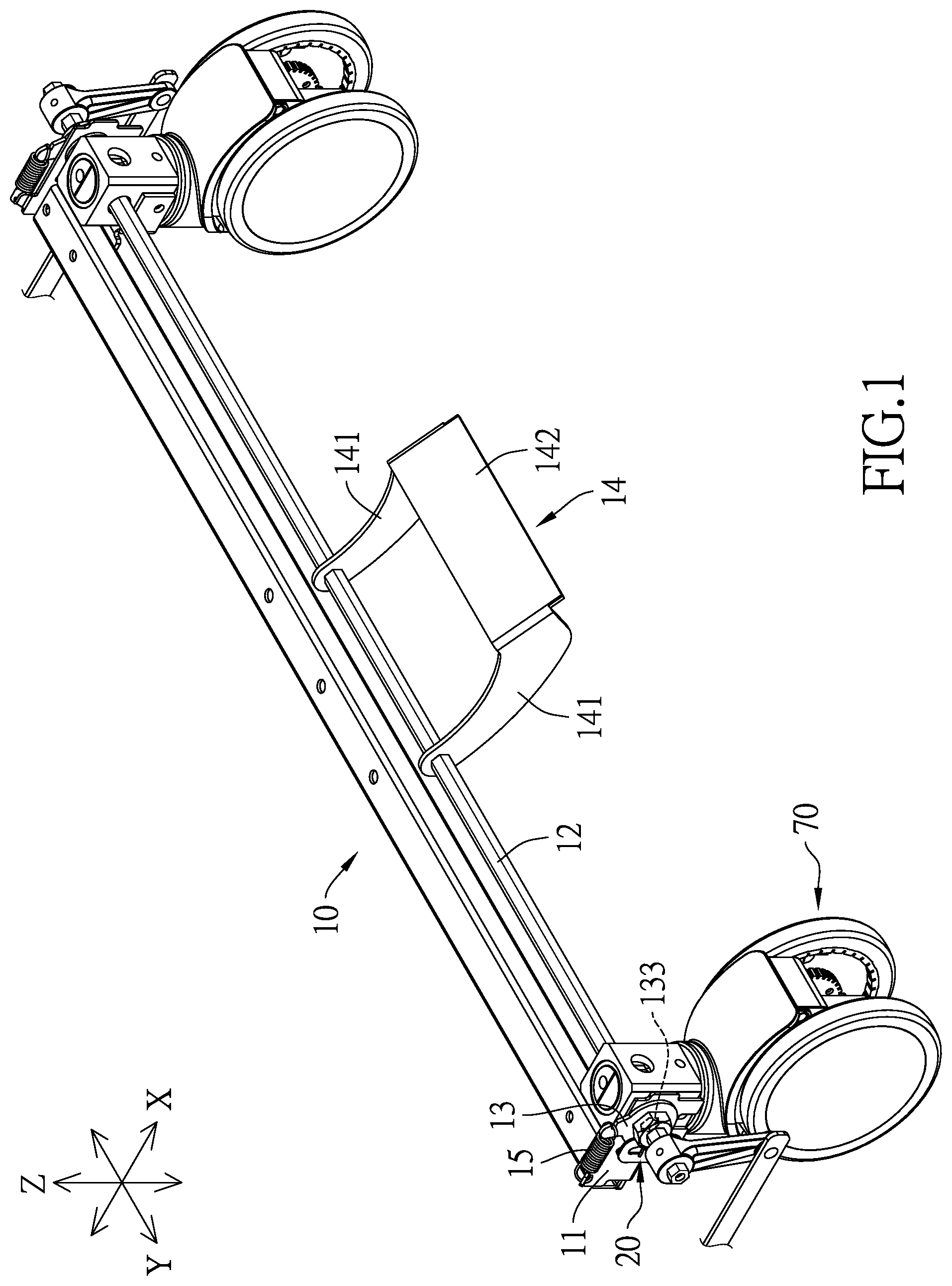 Patent US12377680 Figure 1 – Caster with a circularly positioning structure