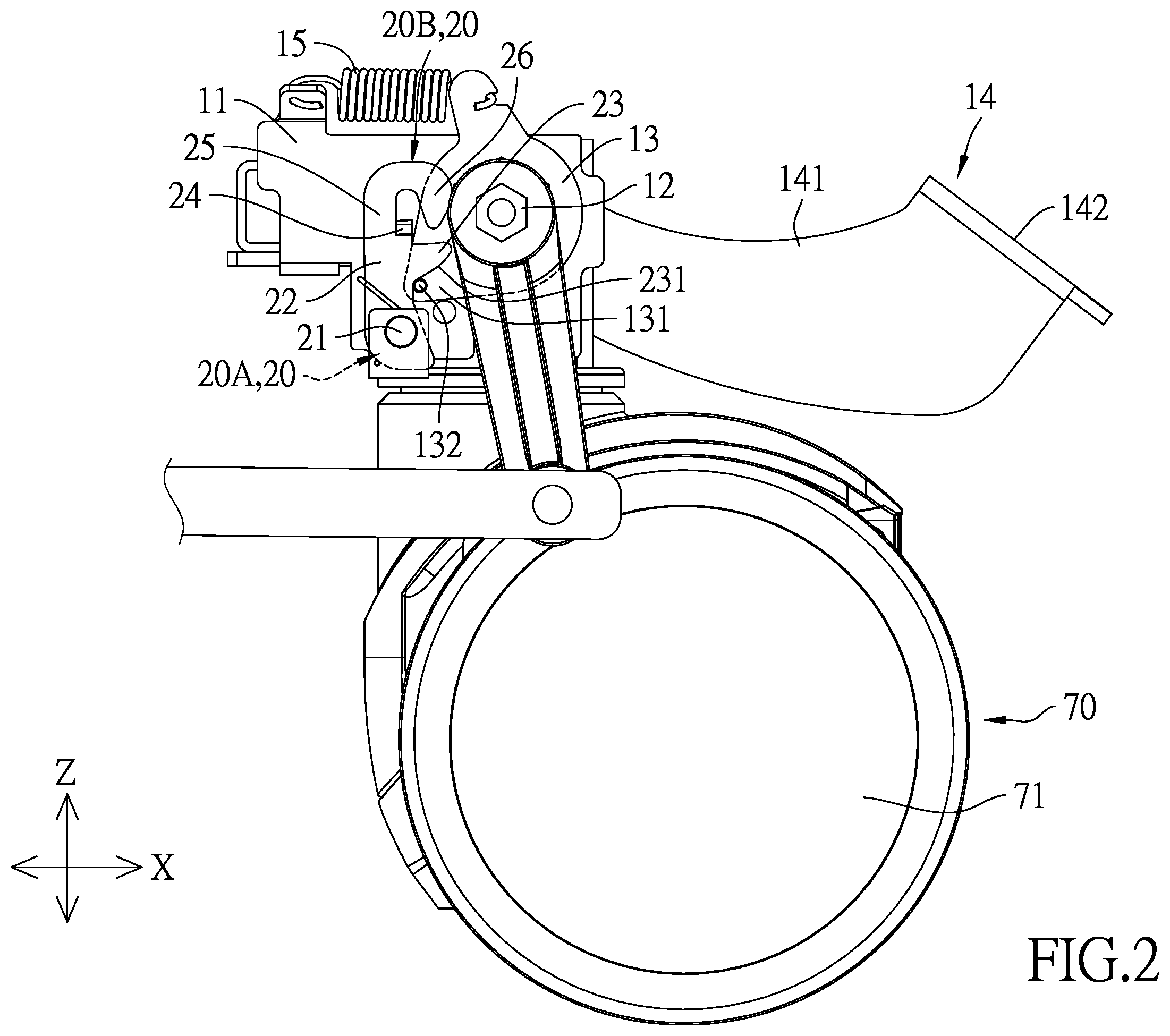 Patent US12377680 Figure 2 – Caster with a circularly positioning structure