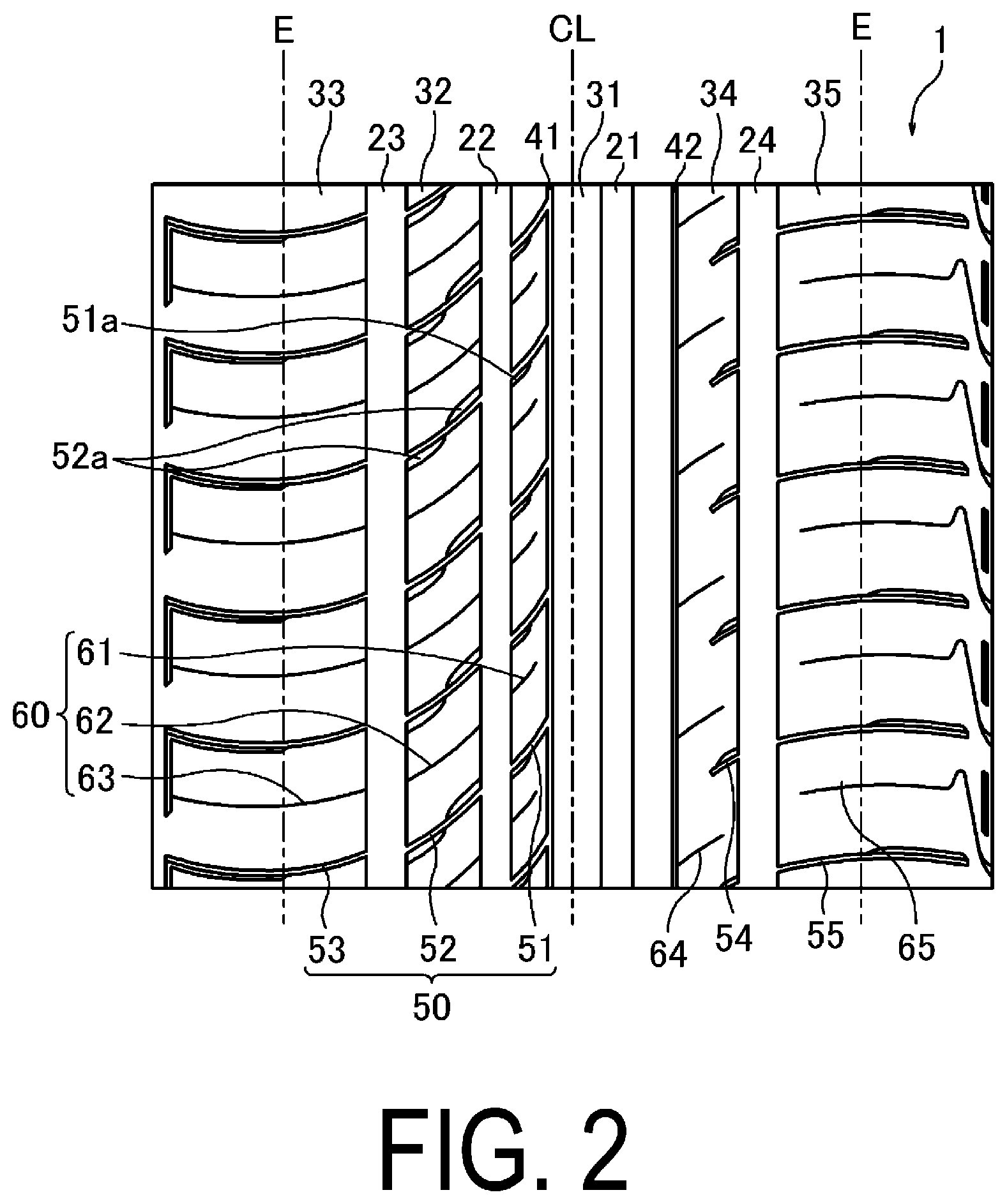 Patent US12377681 Figure 2 – Pneumatic tire