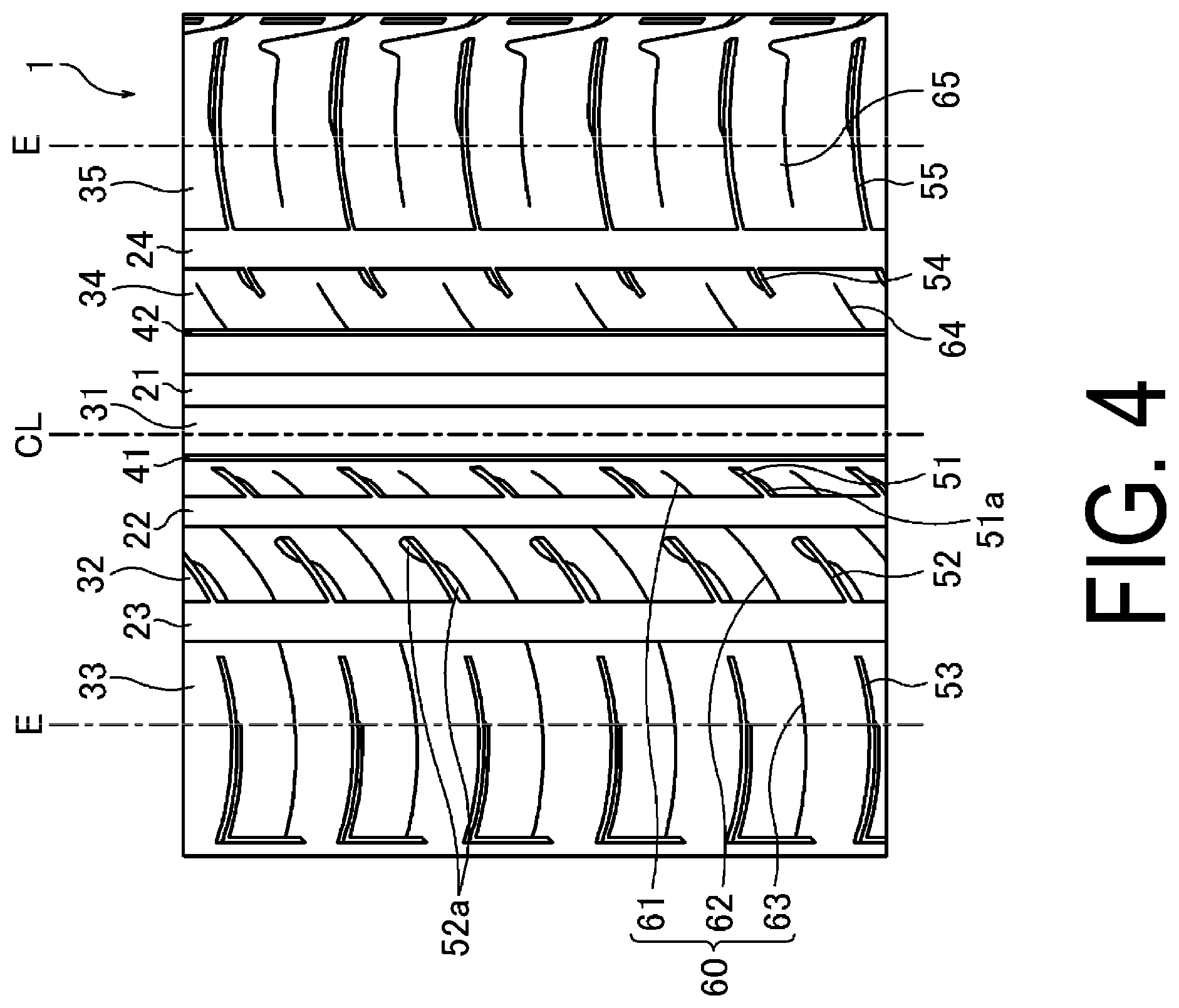 Patent US12377681 Figure 4 – Pneumatic tire