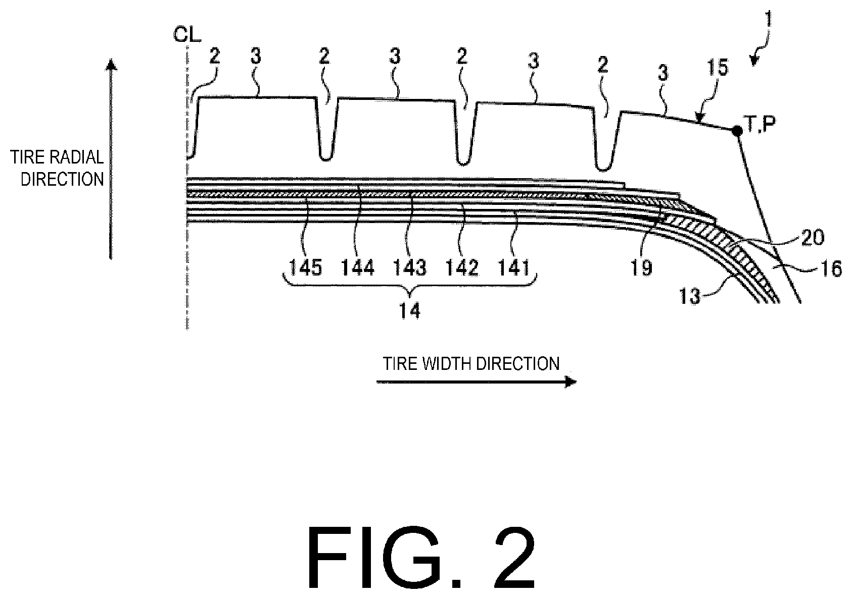 Patent US12377682 Figure 2 – Pneumatic tire