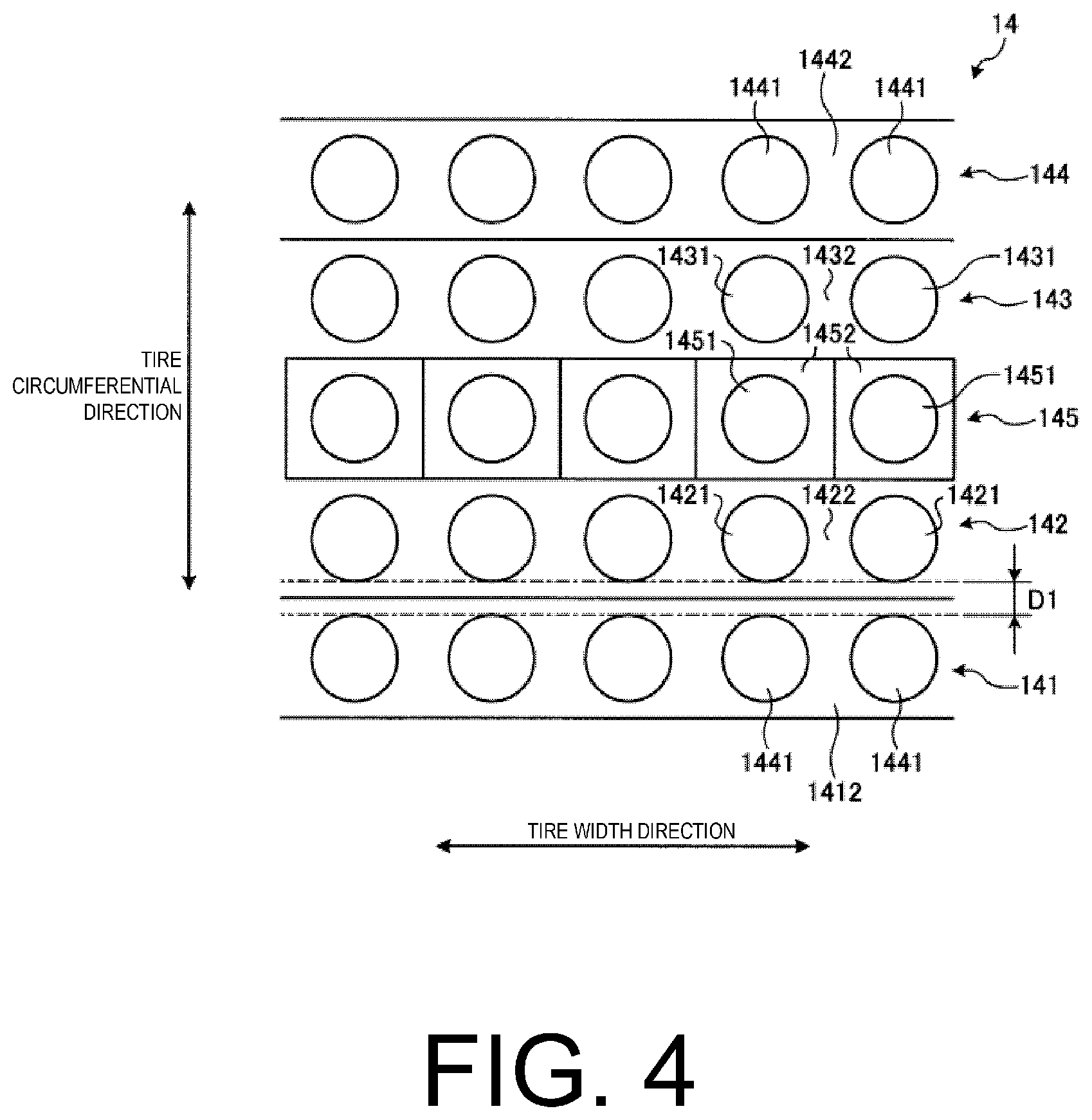 Patent US12377682 Figure 4 – Pneumatic tire