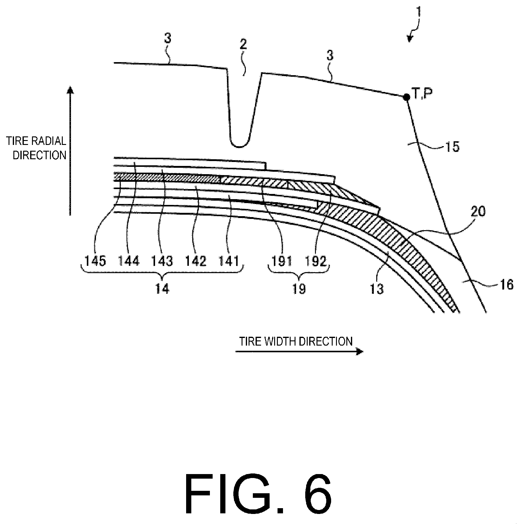 Patent US12377682 Figure 6 – Pneumatic tire