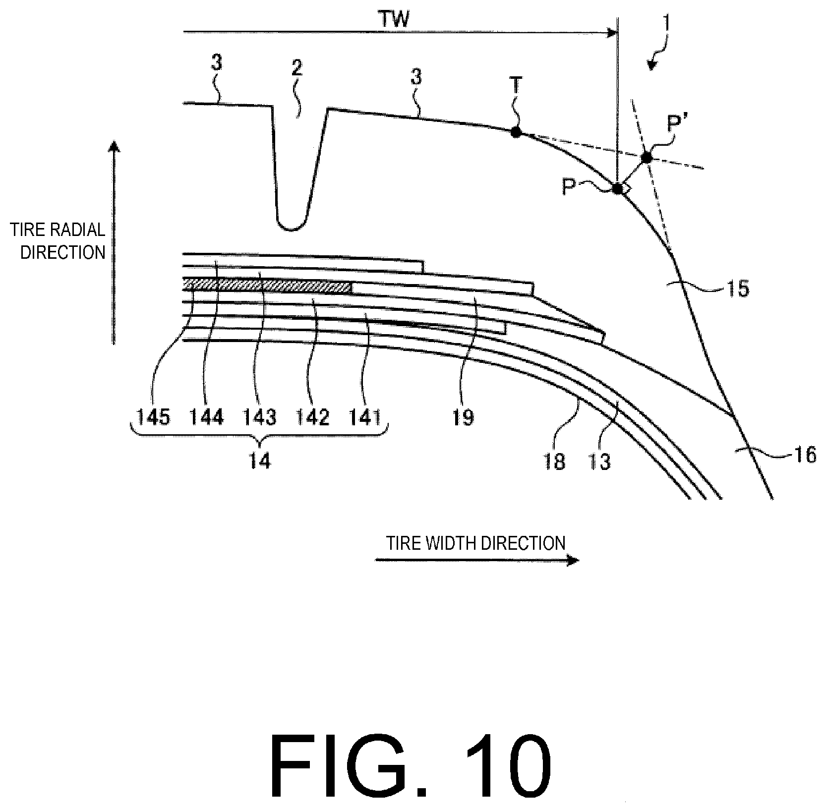 Patent US12377682 Figure 13 – Pneumatic tire