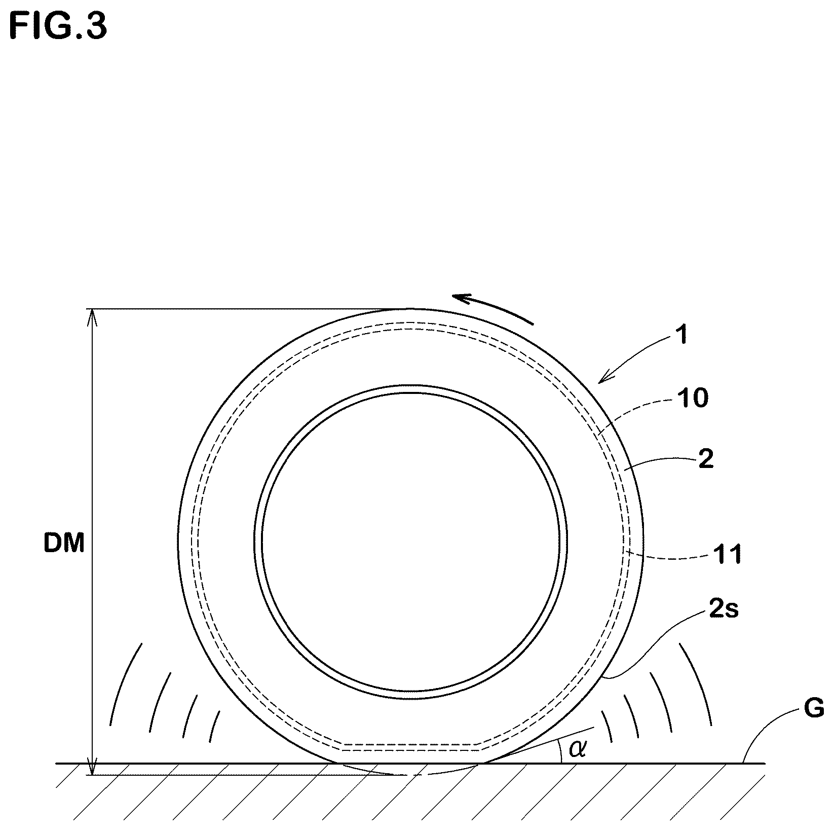Patent US12377683 Figure 3 – Pneumatic tire