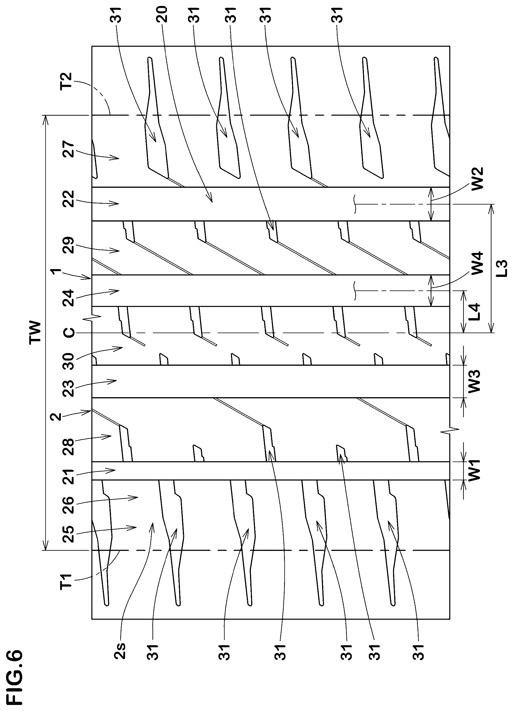 Patent US12377683 Figure 6 – Pneumatic tire