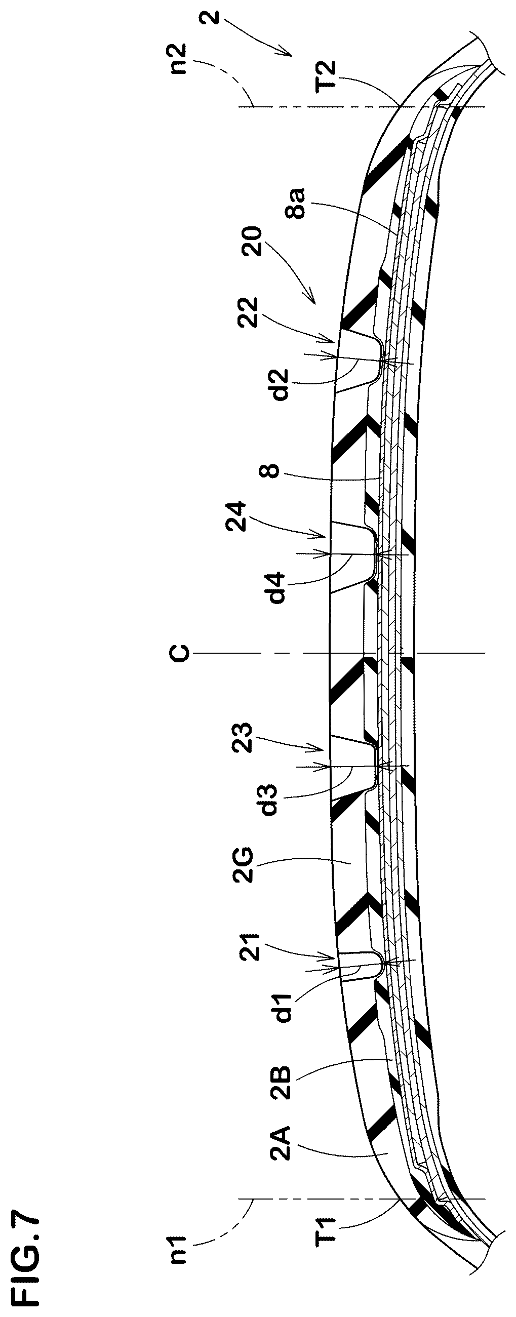 Patent US12377683 Figure 7 – Pneumatic tire