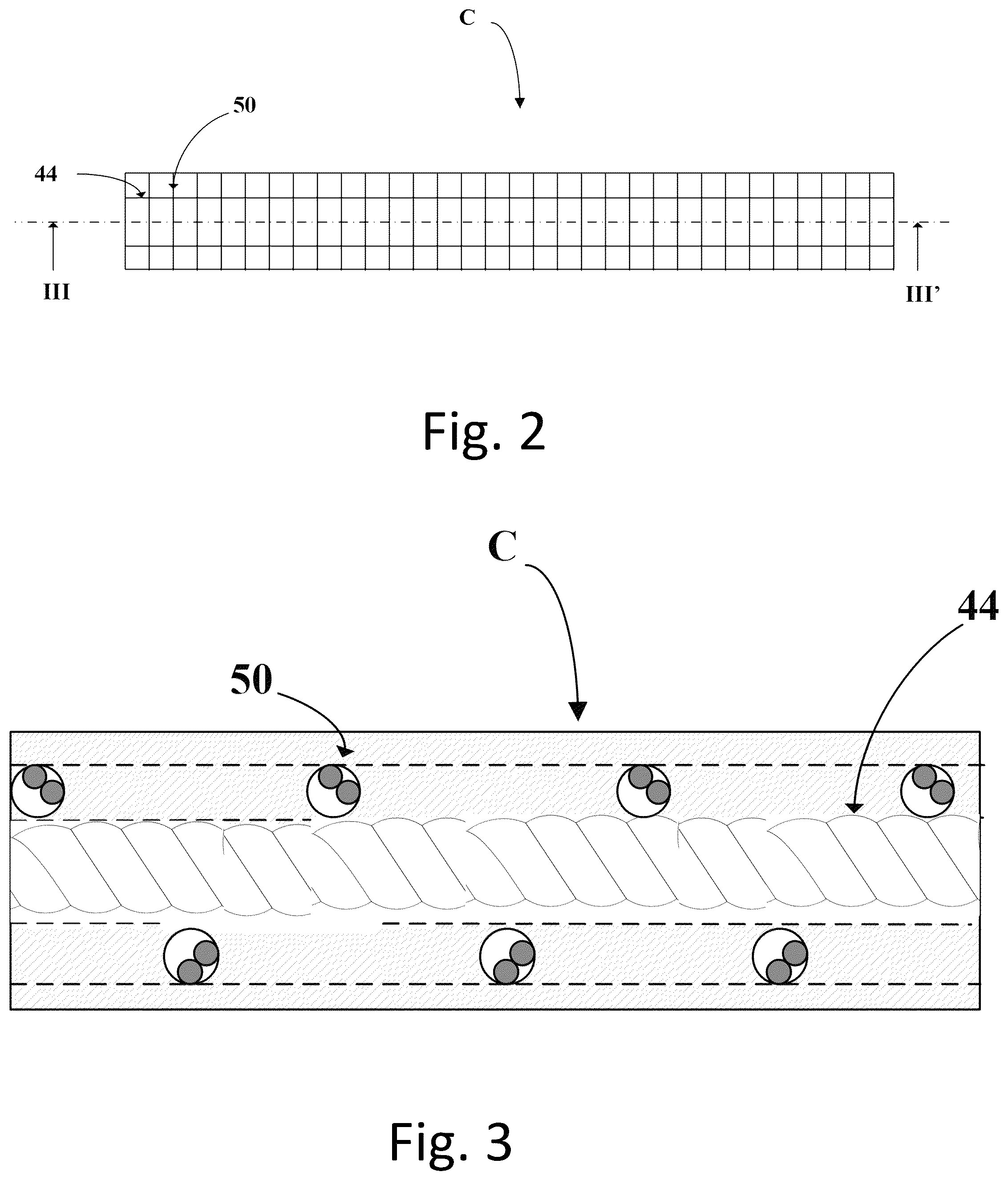 Patent US12377685 Figure 2 – Tire fabric comprising tousled weft reinforcing elements with low moisture absorption content