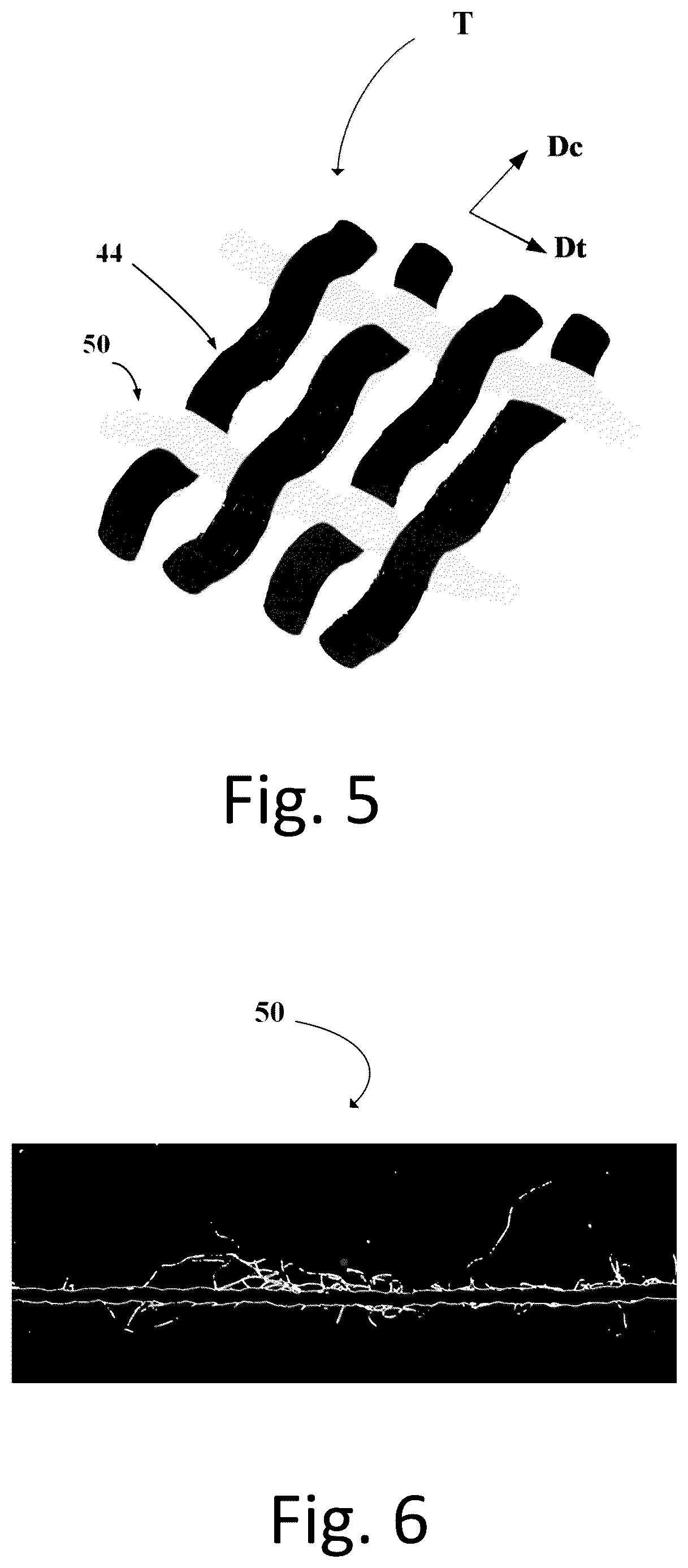 Patent US12377685 Figure 4 – Tire fabric comprising tousled weft reinforcing elements with low moisture absorption content