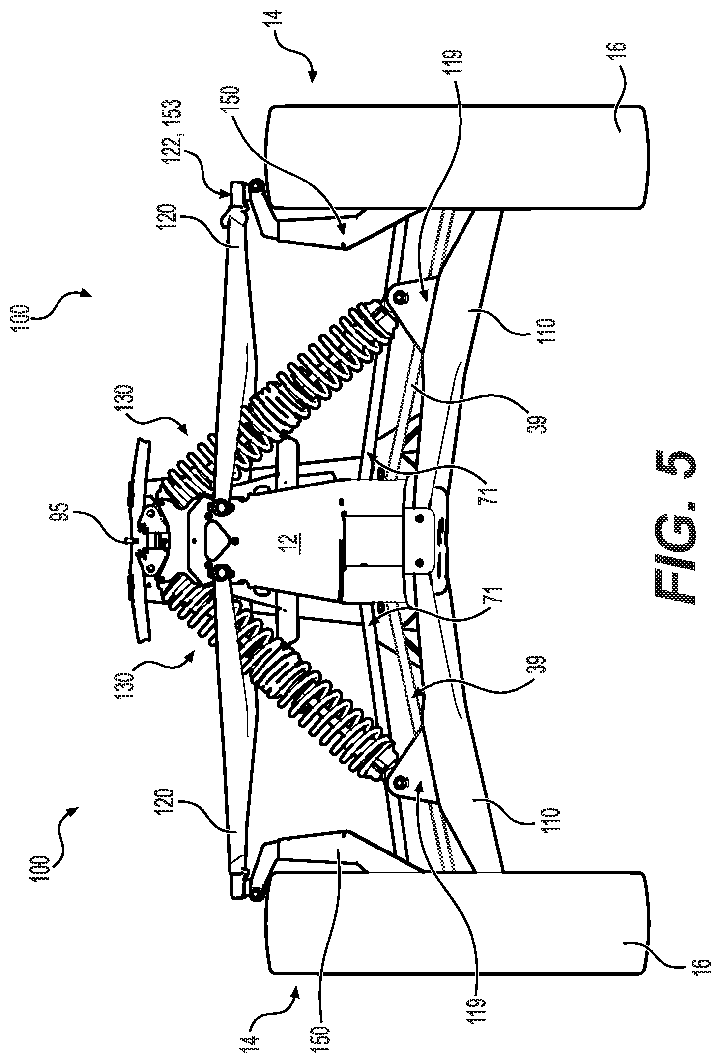 Patent US12377694 Figure 5 – Front suspension assembly for an off-road vehicle