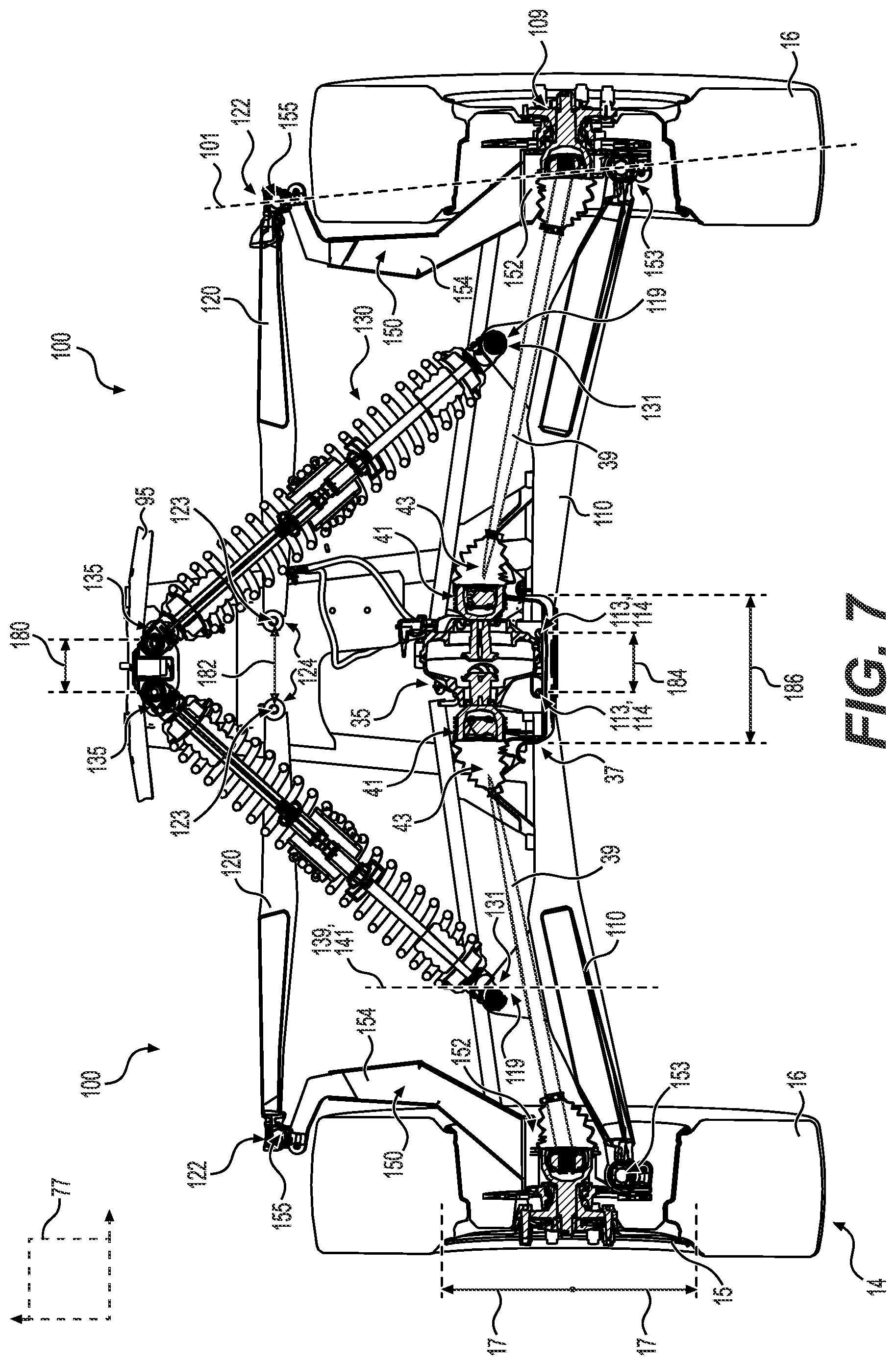 Patent US12377694 Figure 7 – Front suspension assembly for an off-road vehicle