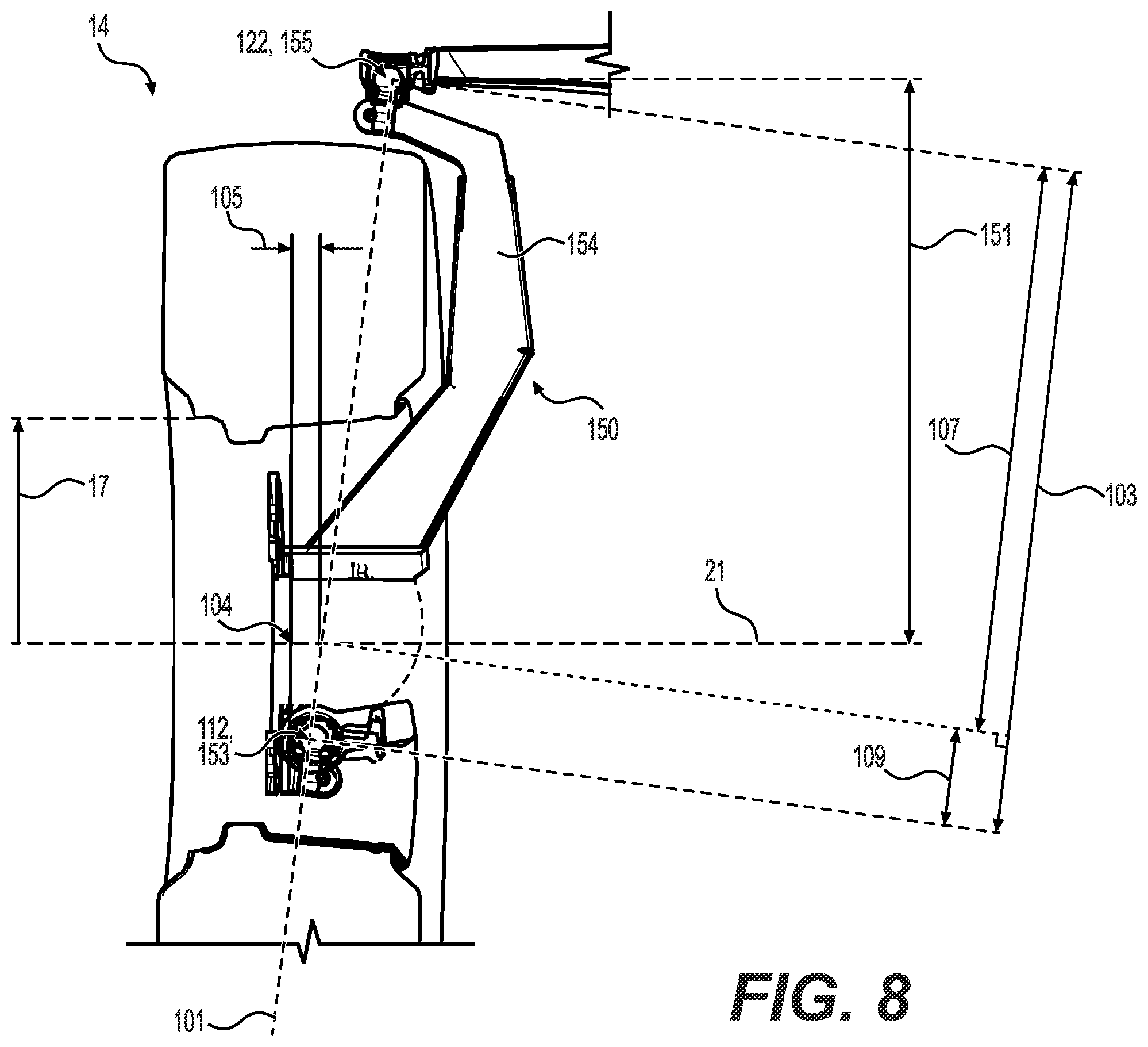 Patent US12377694 Figure 8 – Front suspension assembly for an off-road vehicle