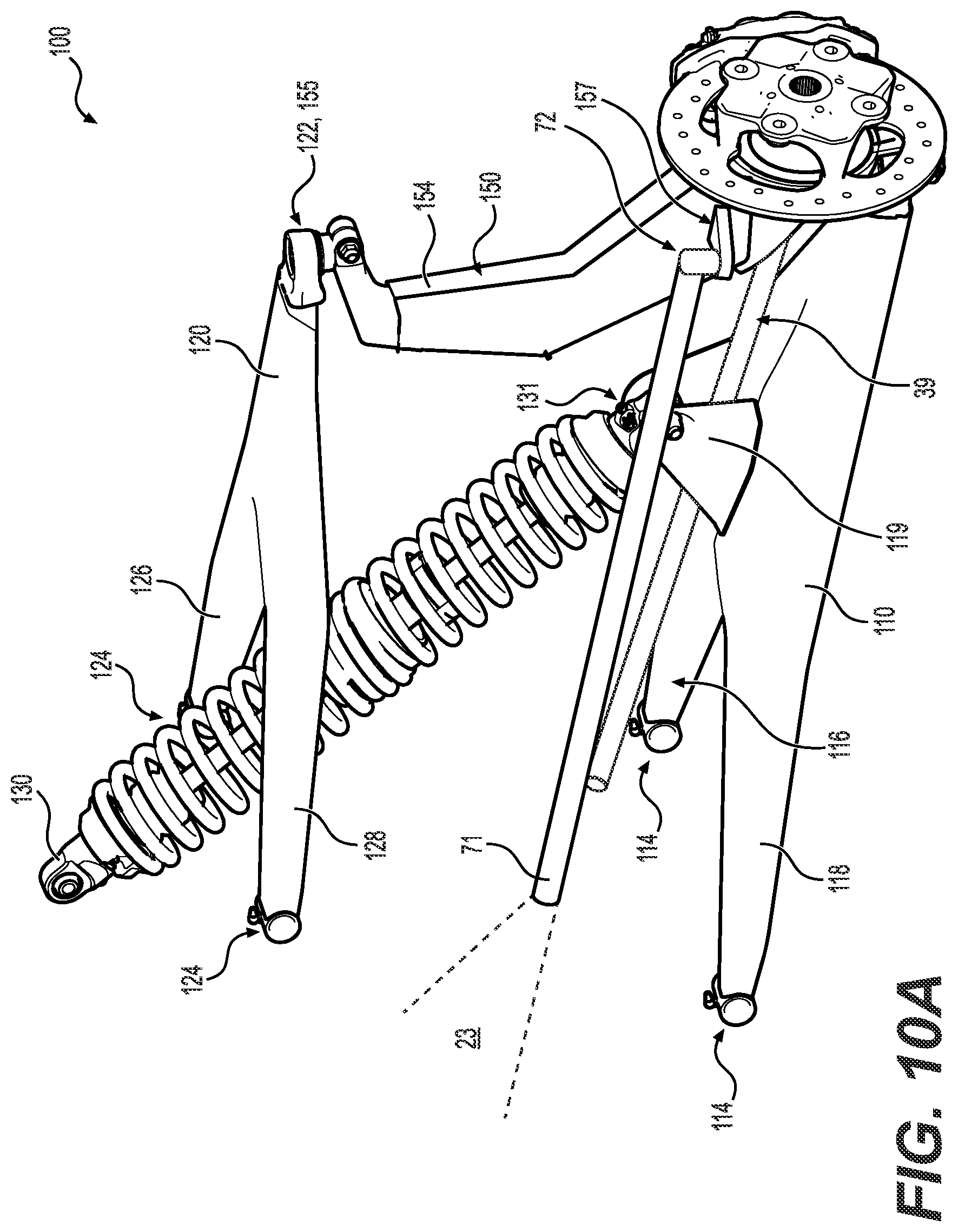 Patent US12377694 Figure 10 – Front suspension assembly for an off-road vehicle