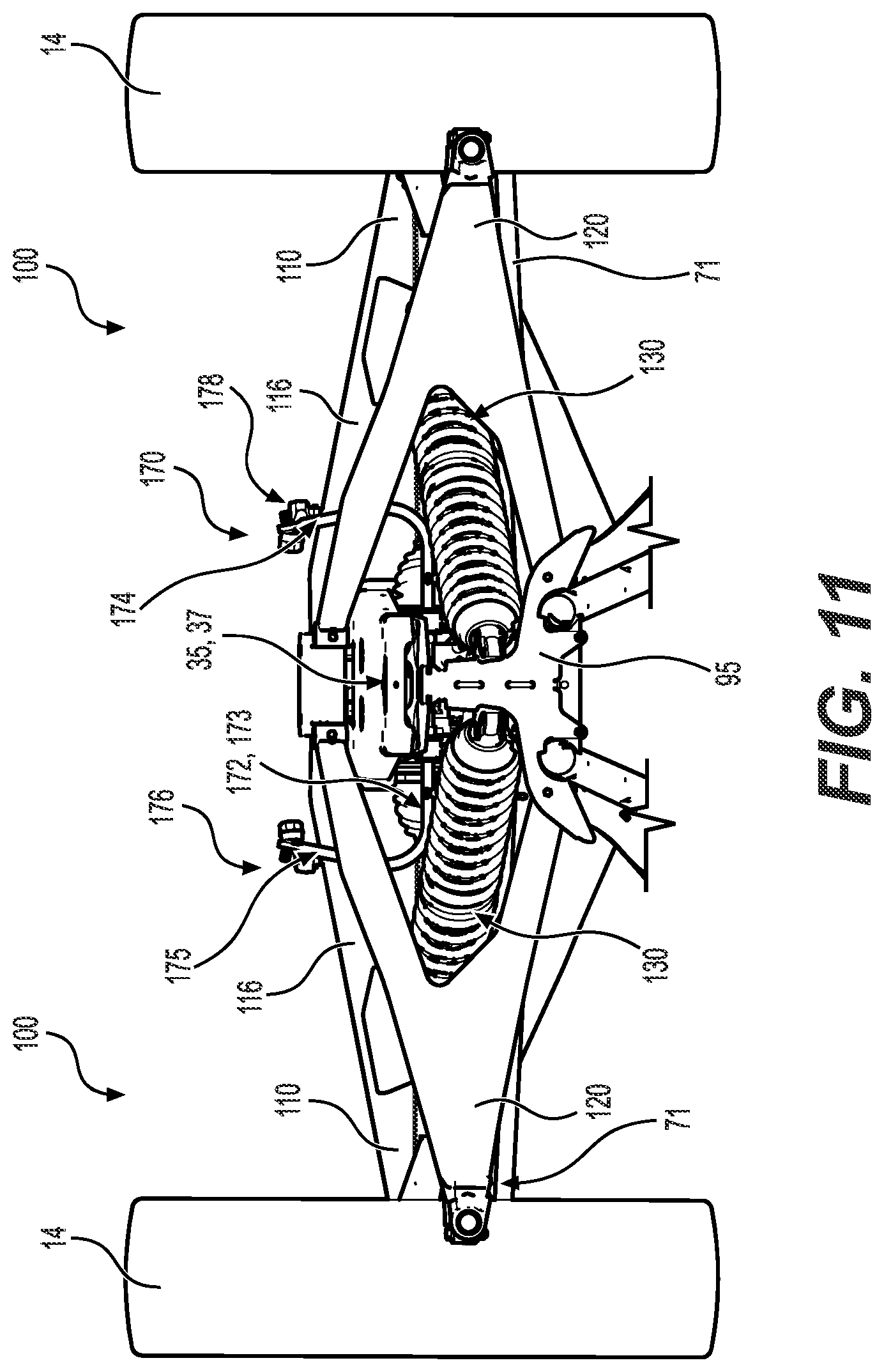Patent US12377694 Figure 12 – Front suspension assembly for an off-road vehicle
