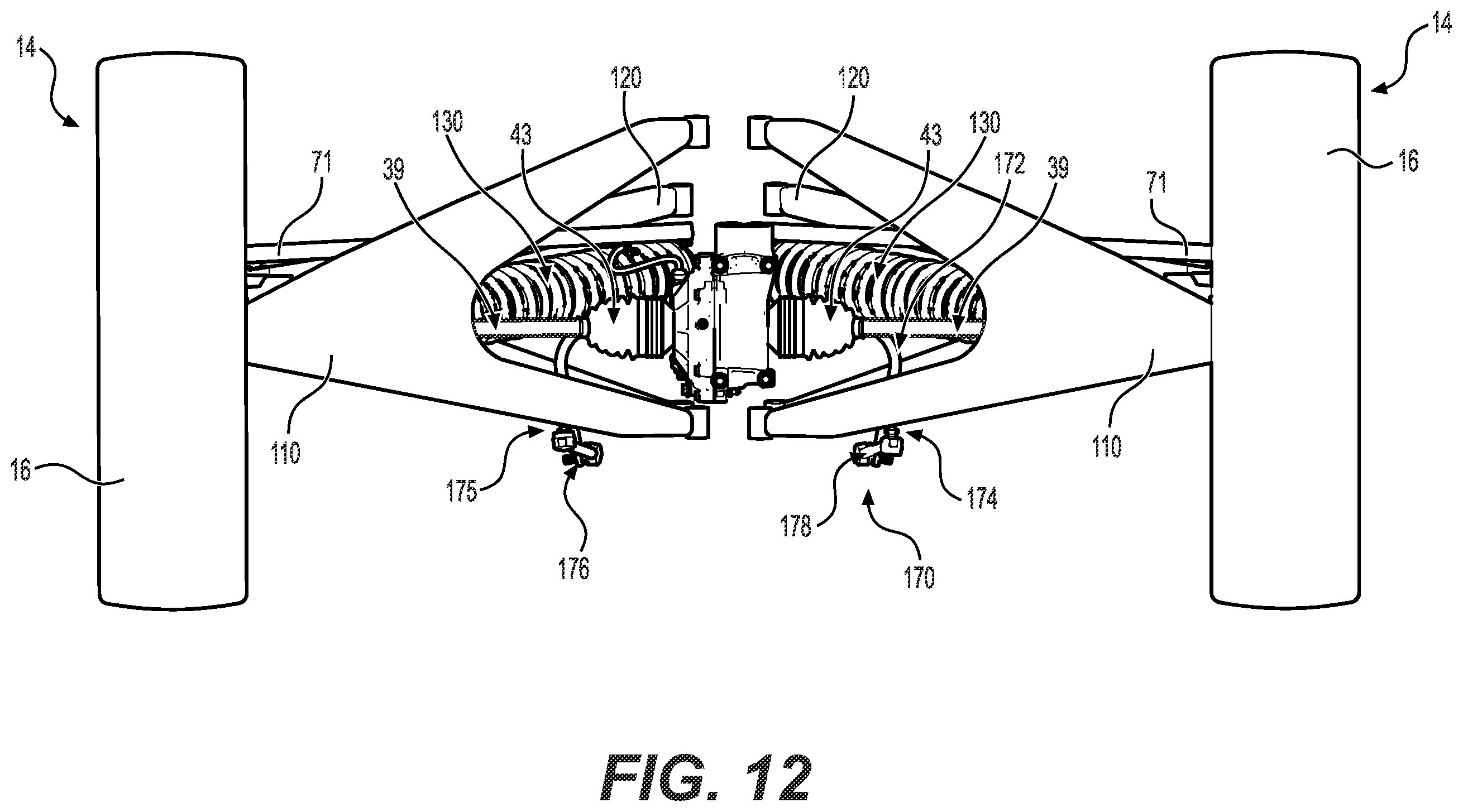 Patent US12377694 Figure 13 – Front suspension assembly for an off-road vehicle